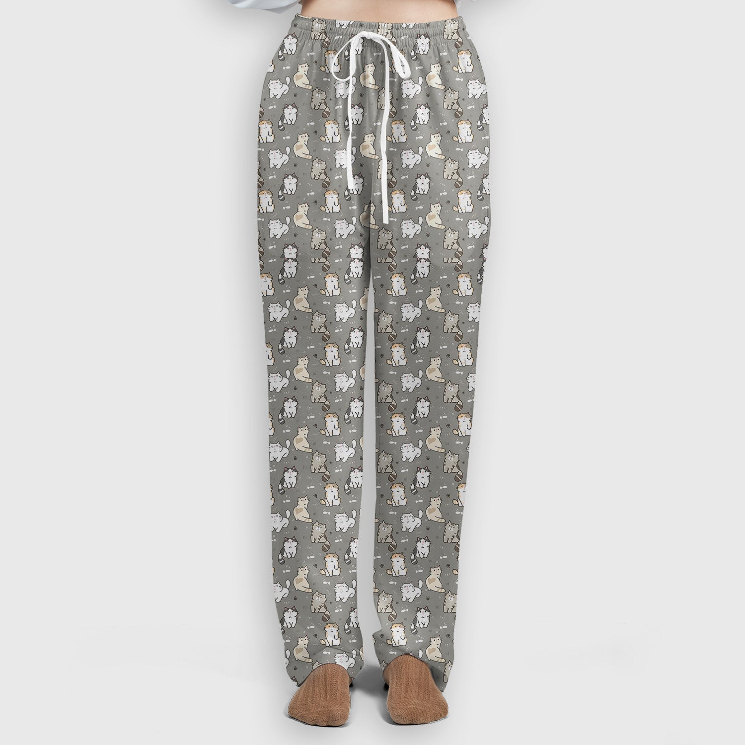 Pastel Cat Scrub Set, Cute Cat Pattern Nurse Shirt, Breathable Fabrics Nursing Uniform