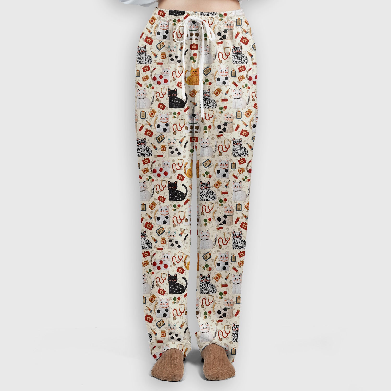 Cute Cat Scrub Set – Funny Veterinary Pattern Medical Shirt – Pet Lover Uniform For RN, LPN, CNA, and Vet Staff
