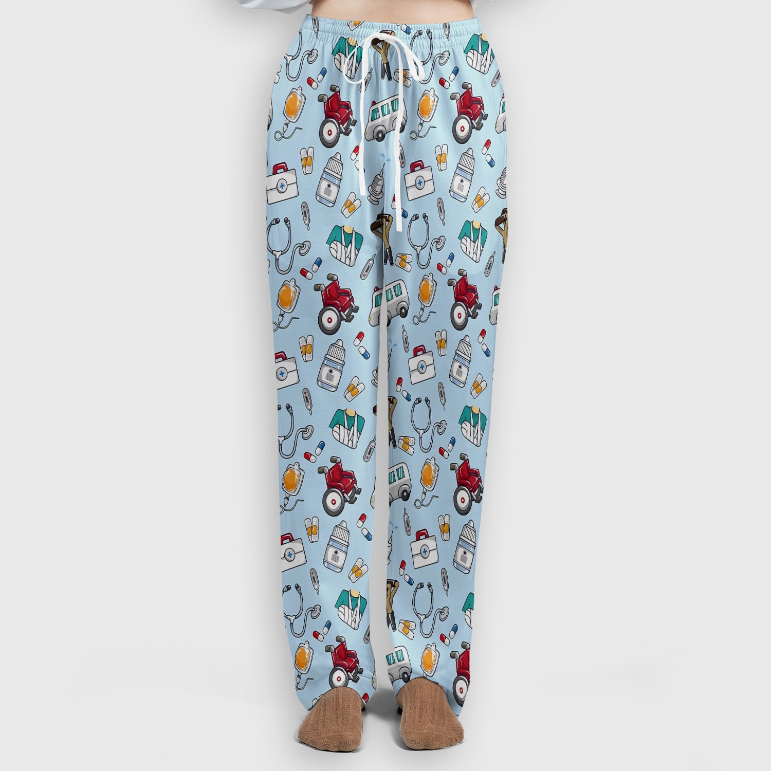 Care Medical Tools & Emergency Transport Pattern Scrub Set, Scrub Pants and V Neck Top