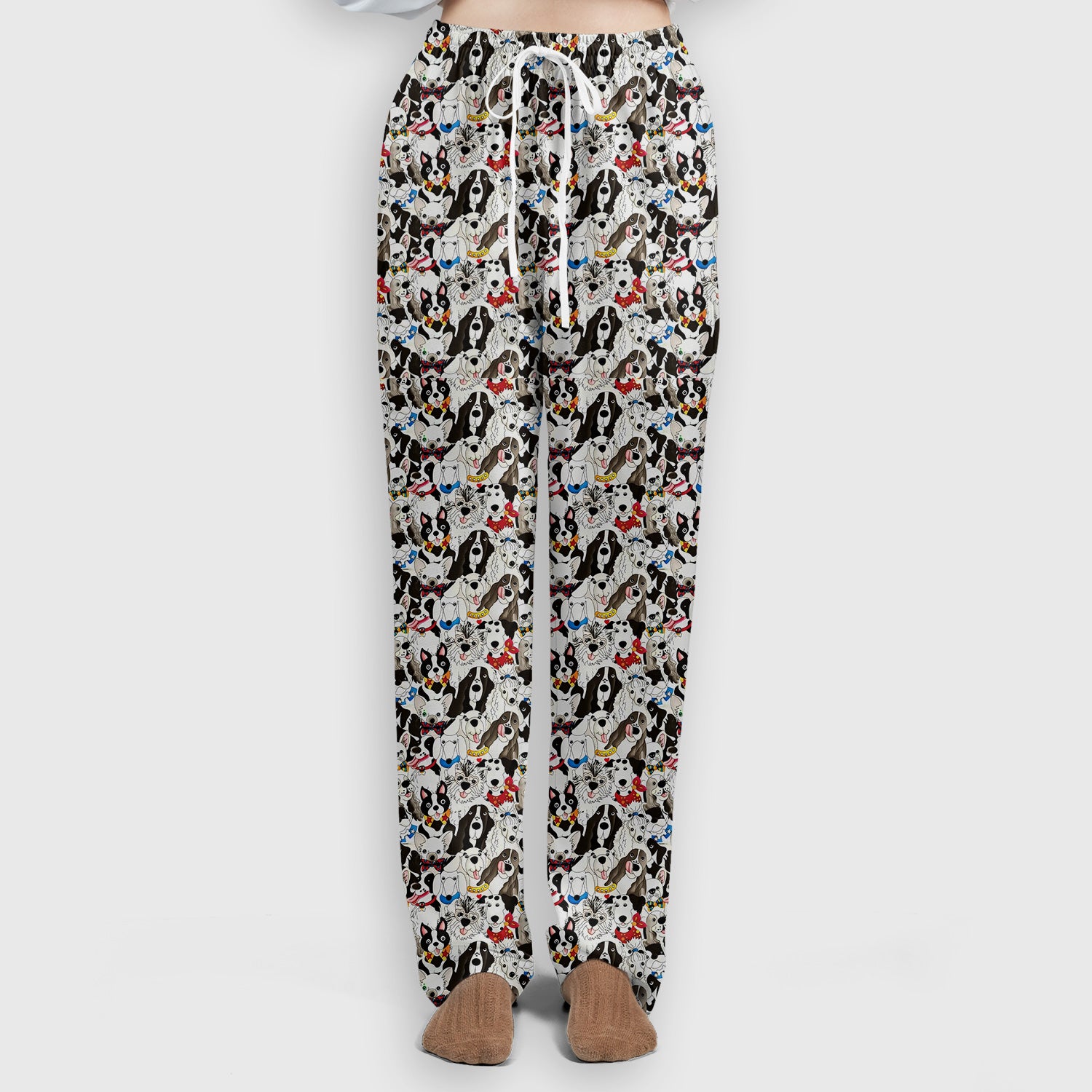Cute Dog Cartoon All Over Print Scrub Set, Scrub Pants and V Neck Top