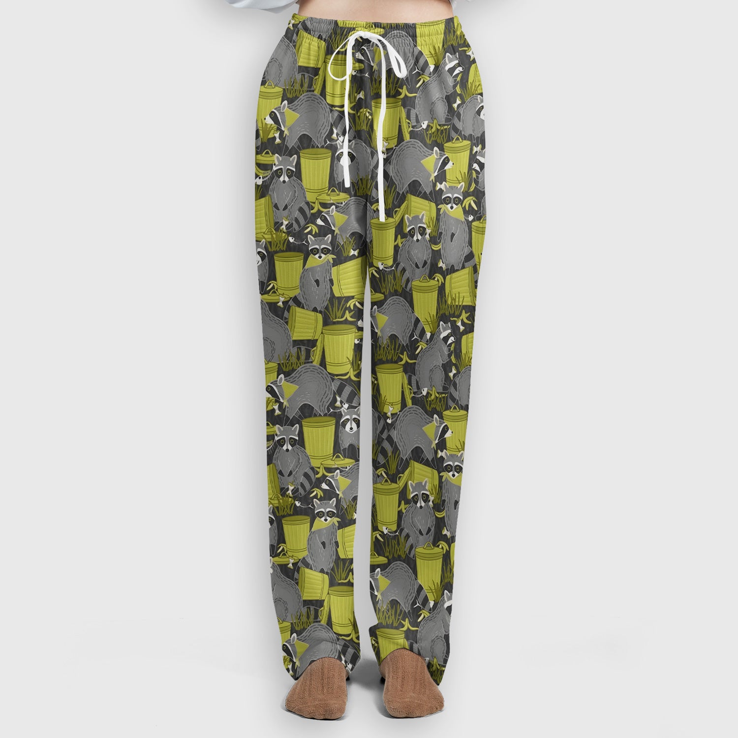 Cute Raccoon Trash Panda Pattern Scrub Set, Scrub Pants and V Neck Top