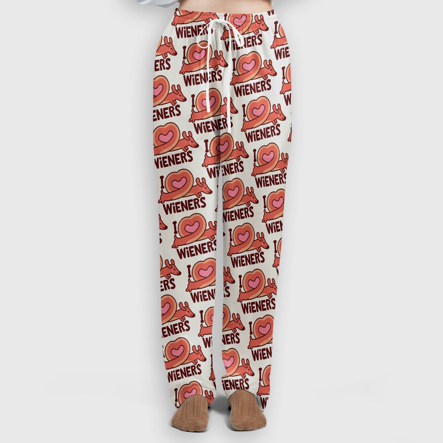 I Love Wieners Dachshund Heart Pattern Scrub Set, Scrub Pants and V Neck Top