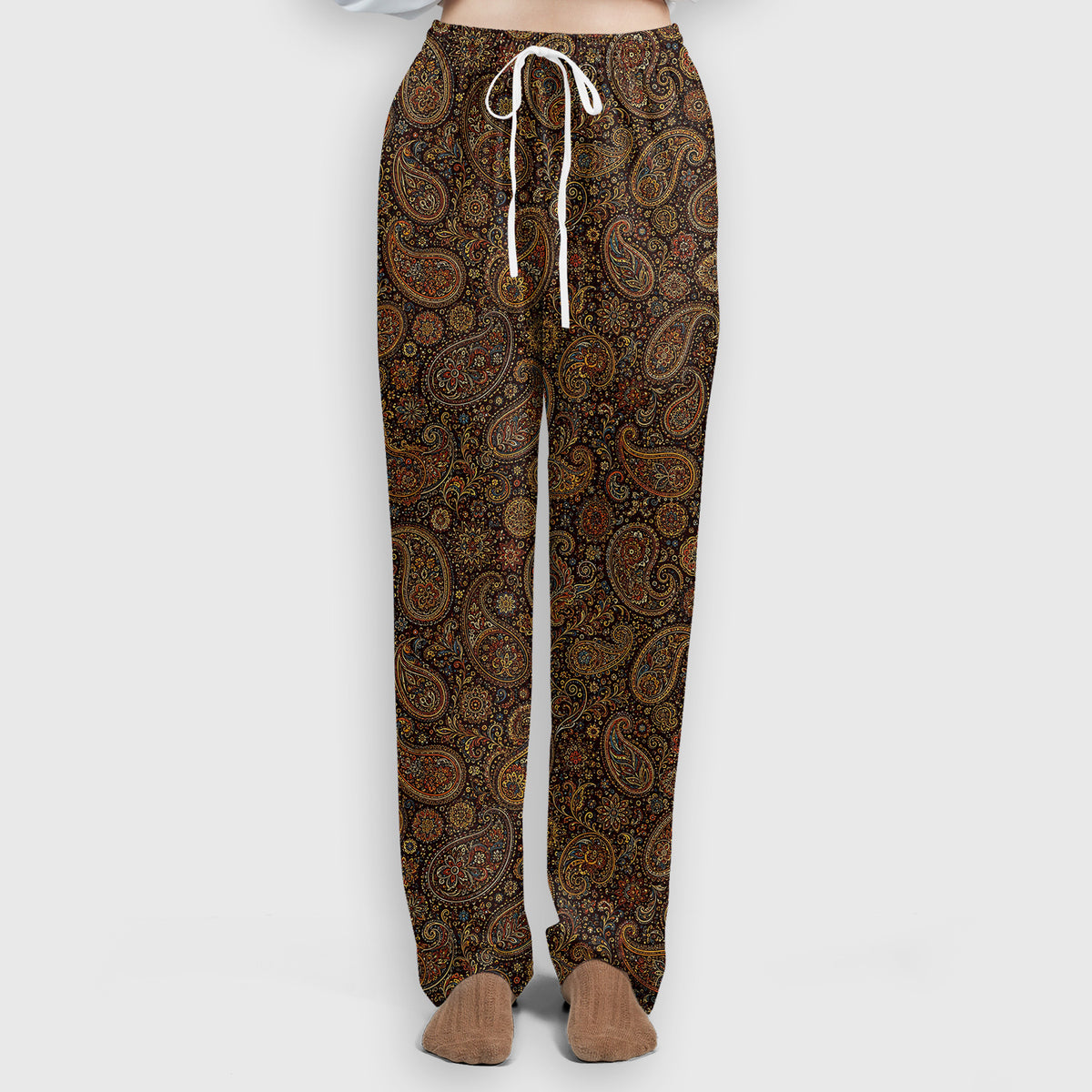Vintage Ornate Paisley Pattern Scrub Set, Scrub Pants and V Neck Top