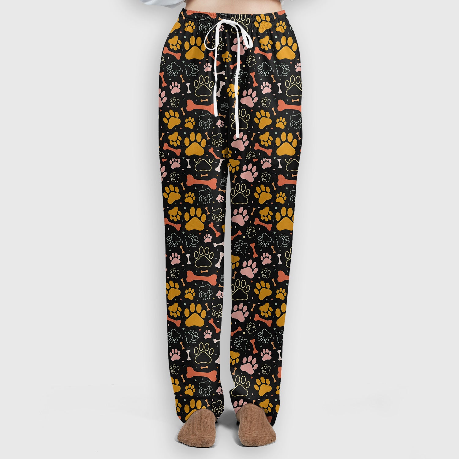 Cute Paw Print Dog Pattern Scrub Set, Breathable Med Uniform