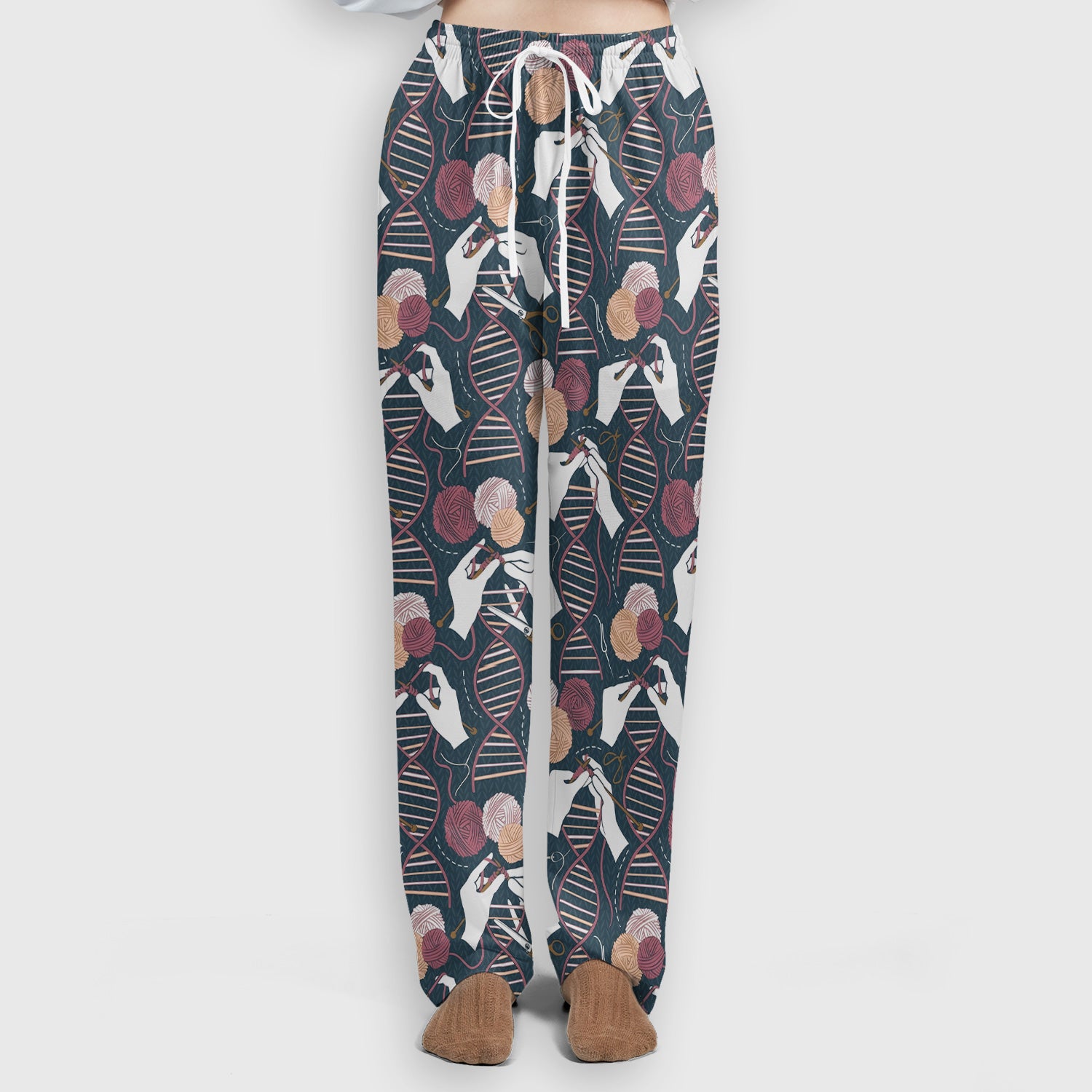 DNA Helix Yarn Pattern Scrub Set, Scrub Pants and V Neck Top