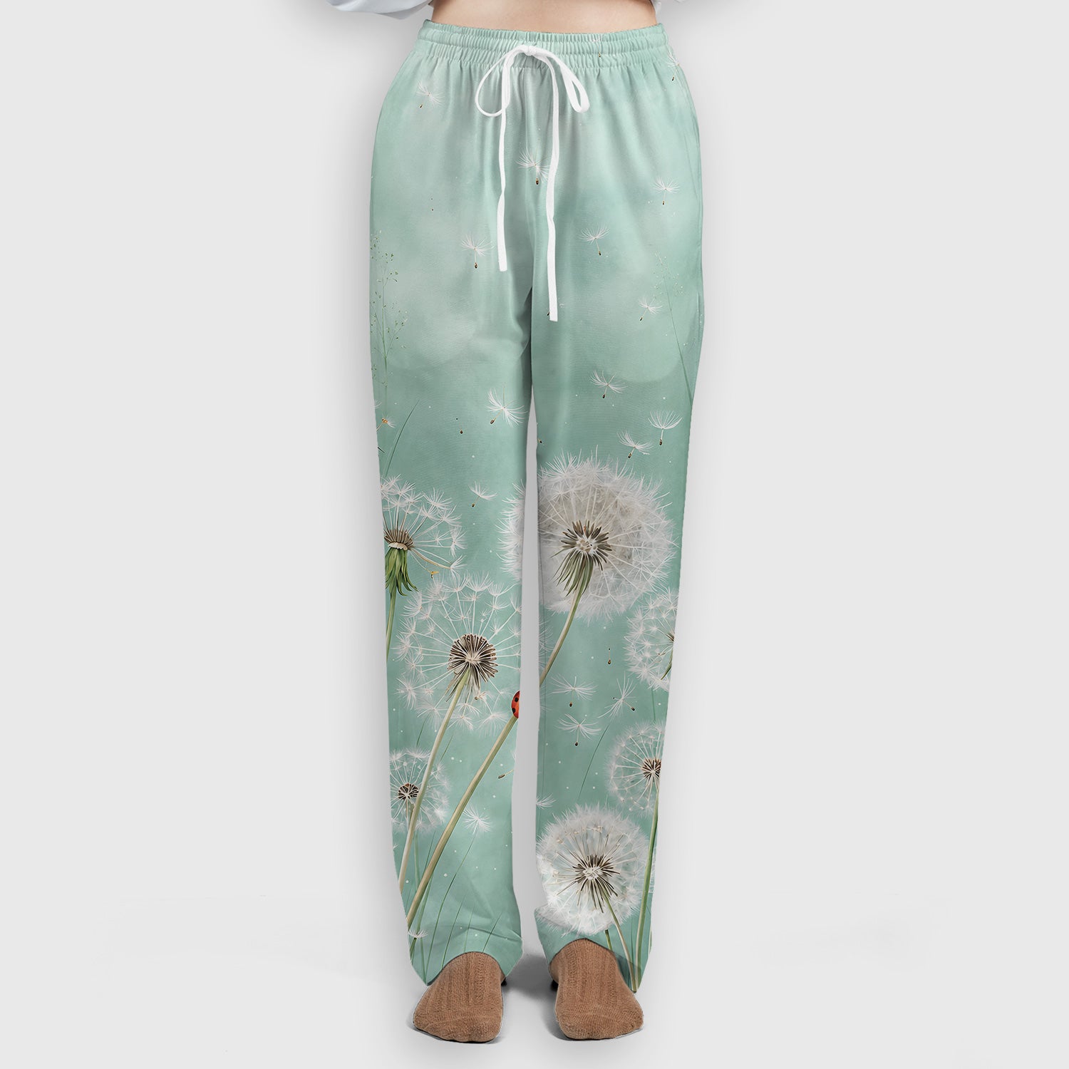 Dandelion Wishes Ladybug Meadow Pattern Scrub Set, Scrub Pants and V Neck Top