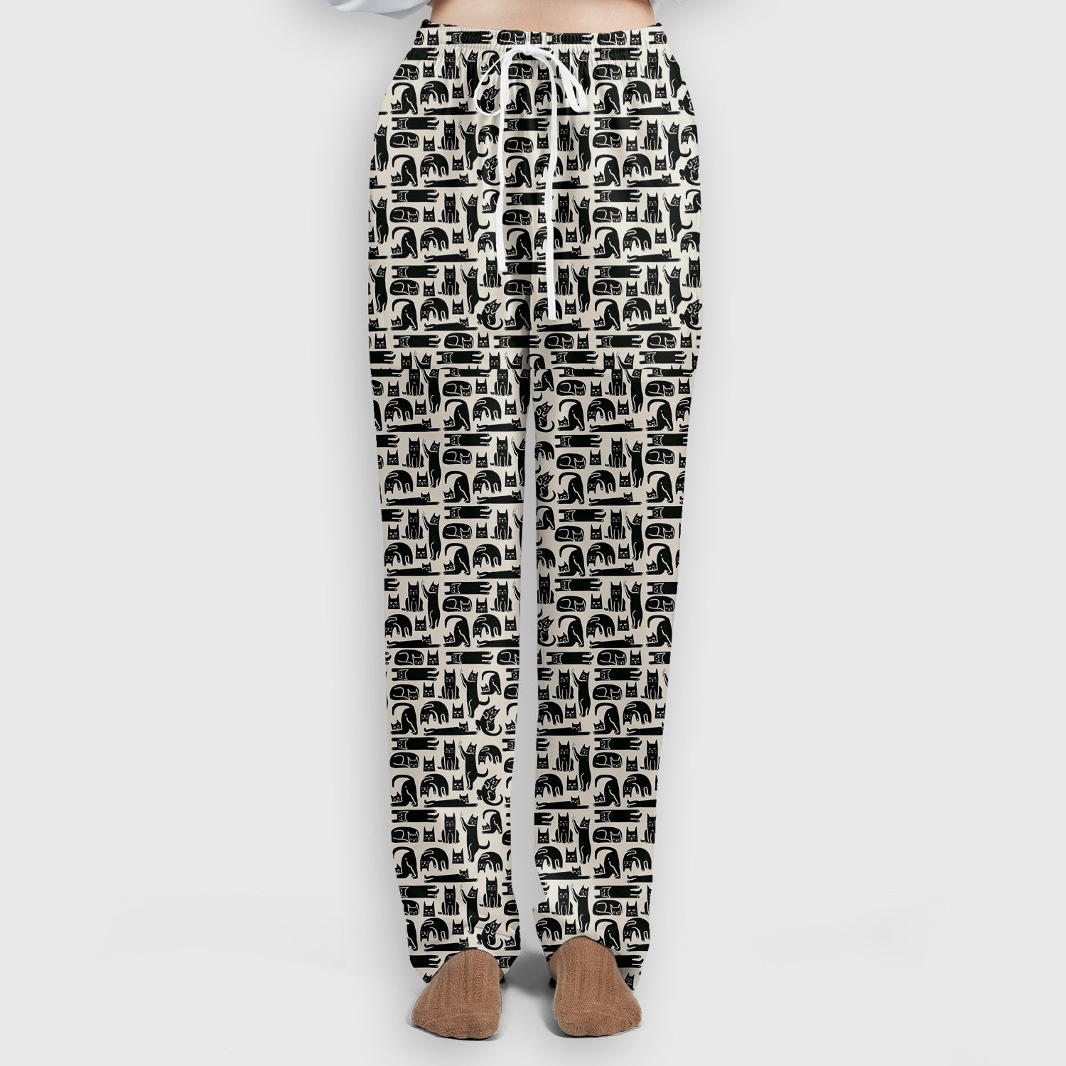 Cute Funny Cat Poses Print Scrub Sets, Scrub Pants and V Neck Top
