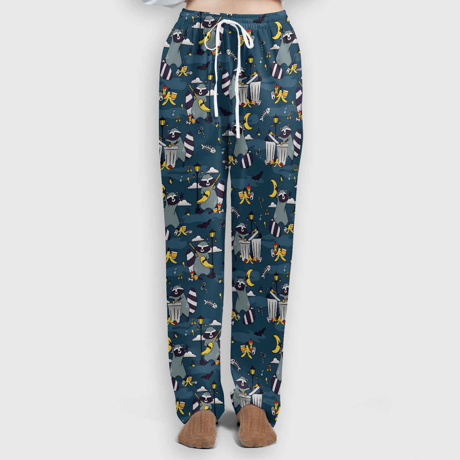 Raccoon Night Trash And Banana Peel Scrub Set, Scrub Pants and V Neck Top