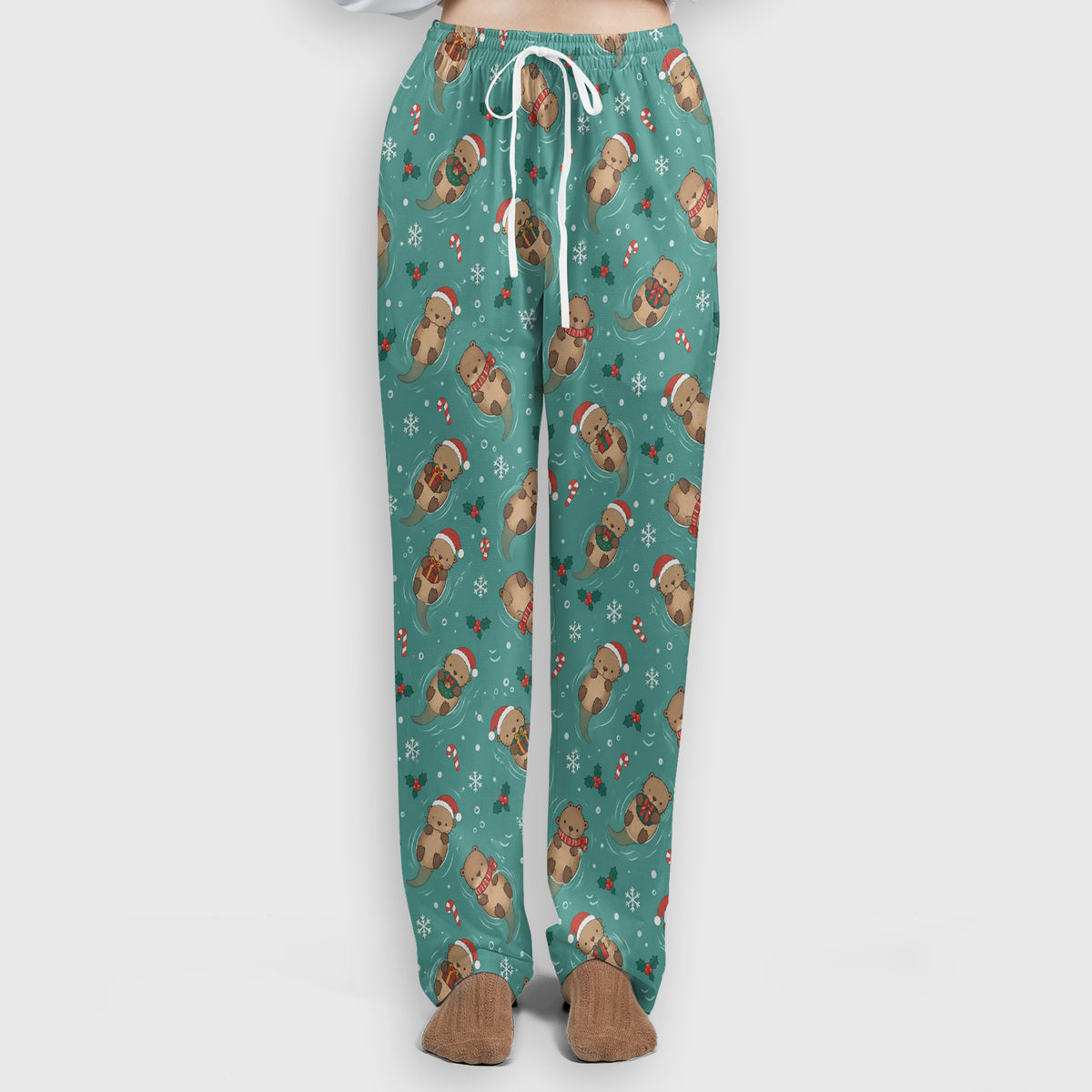 Christmas Sea Otters And Gifts Scrub Set, Scrub Pants and V Neck Top