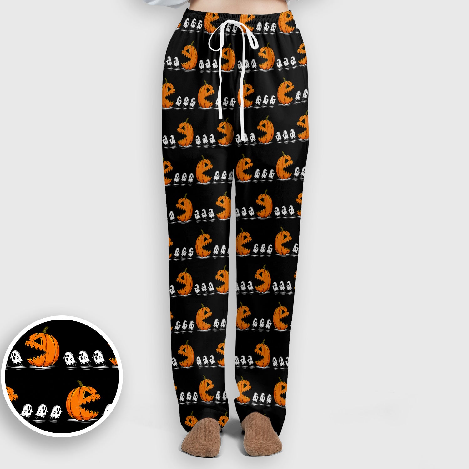 Spooky Halloween Pumpkin Ghost Scrub Set, Scrub Pants and V Neck Top
