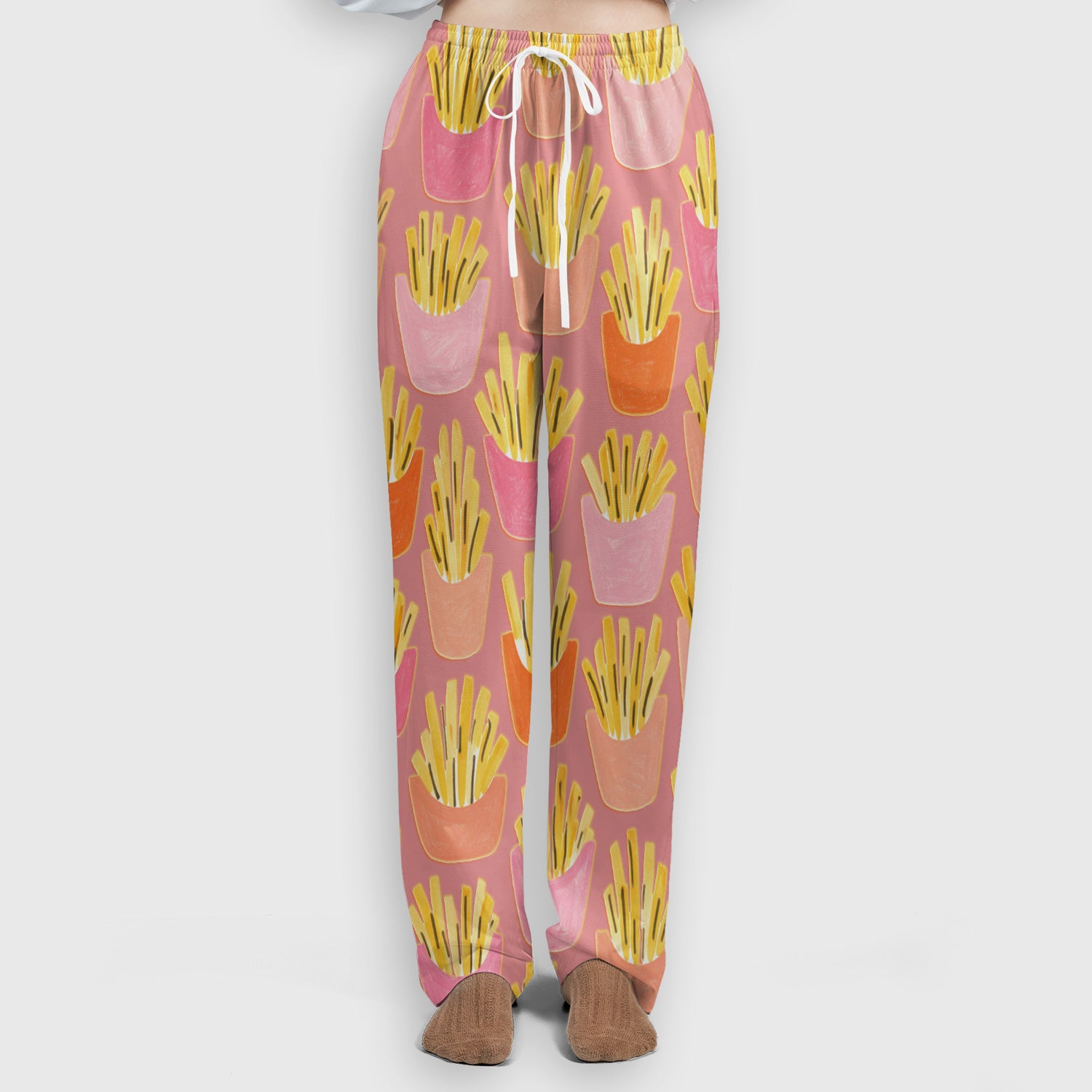Funny French Fries Snack Food Pattern Scrub Set, Breathable Med Uniform
