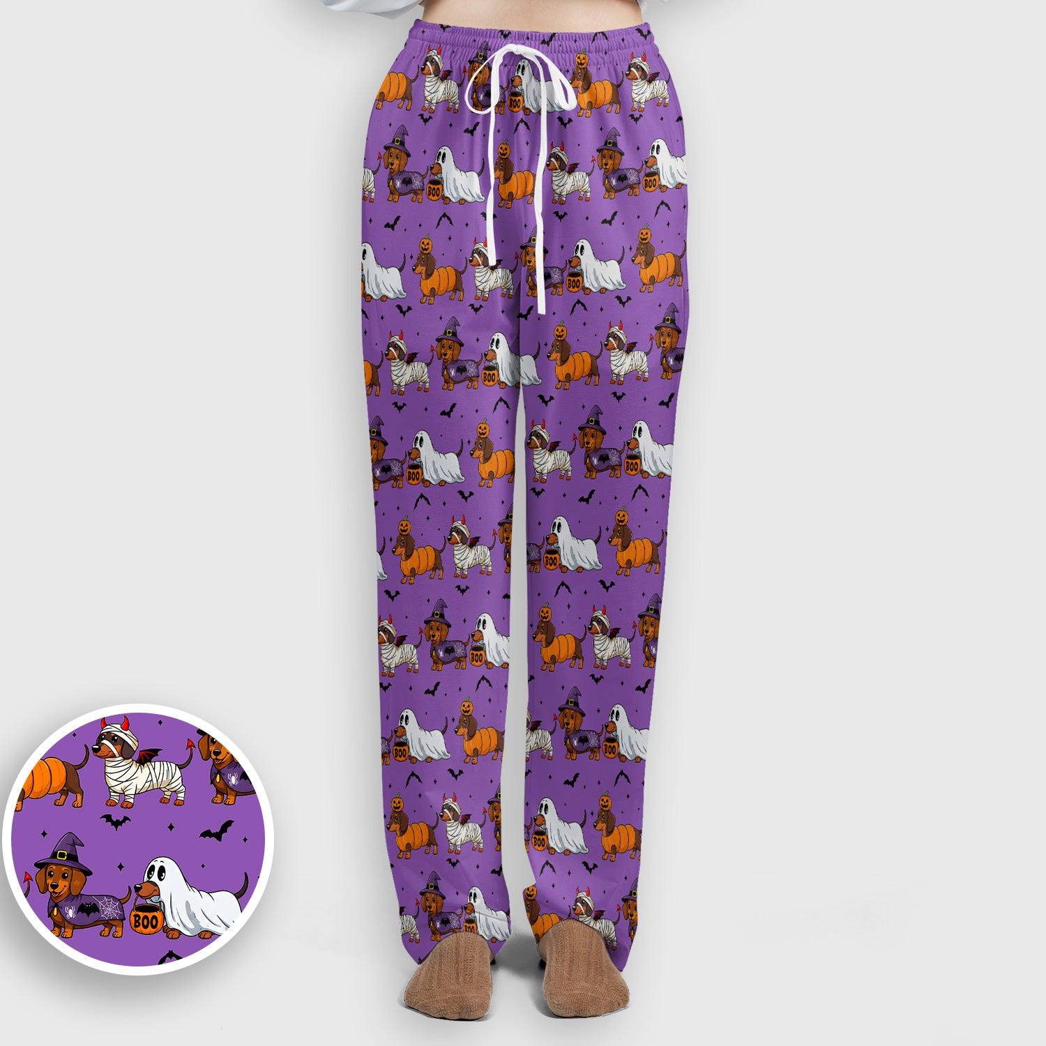 Halloween Dachshund for Veterinary Staff Scrub Set, Scrub Pants and V Neck Top