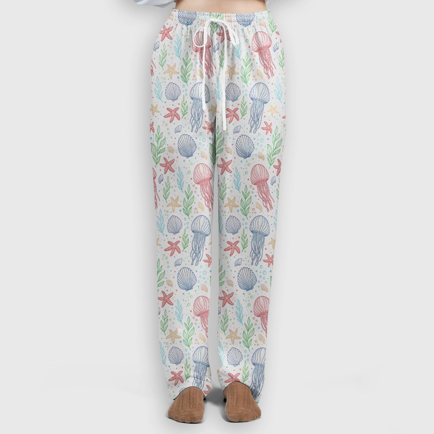 Cute Jellyfish Ocean World  Pattern Scrub Set, Scrub Pants and V Neck Top