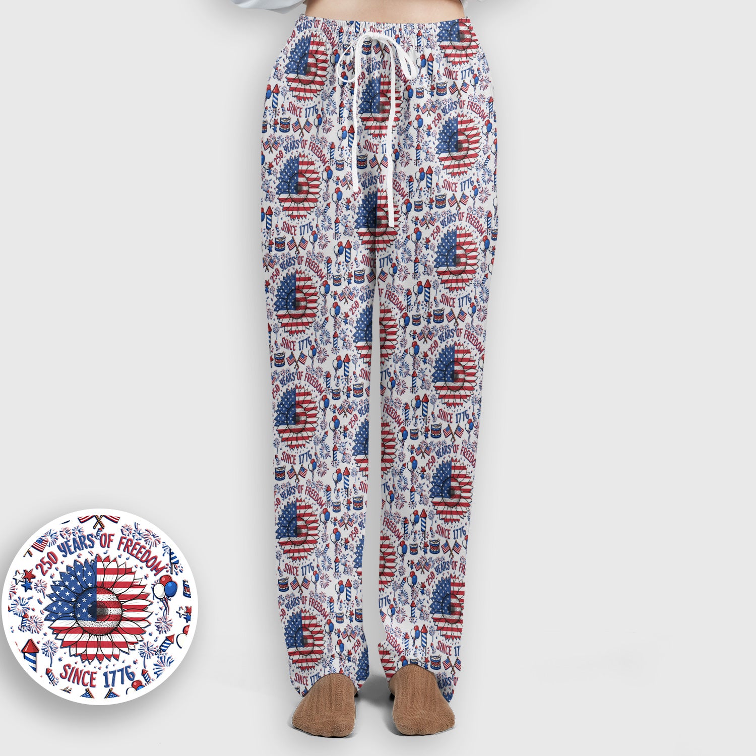 Festive Patriotic Sunflower American Flag Fireworks Pattern Scrub Set, Breathable Med Uniform
