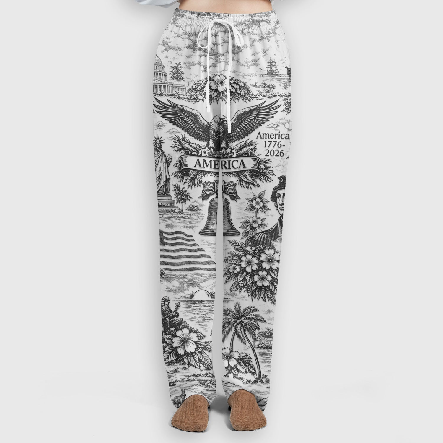 Patriotic America Heritage Toile Pattern Scrub Set, Women's Scrub Sets