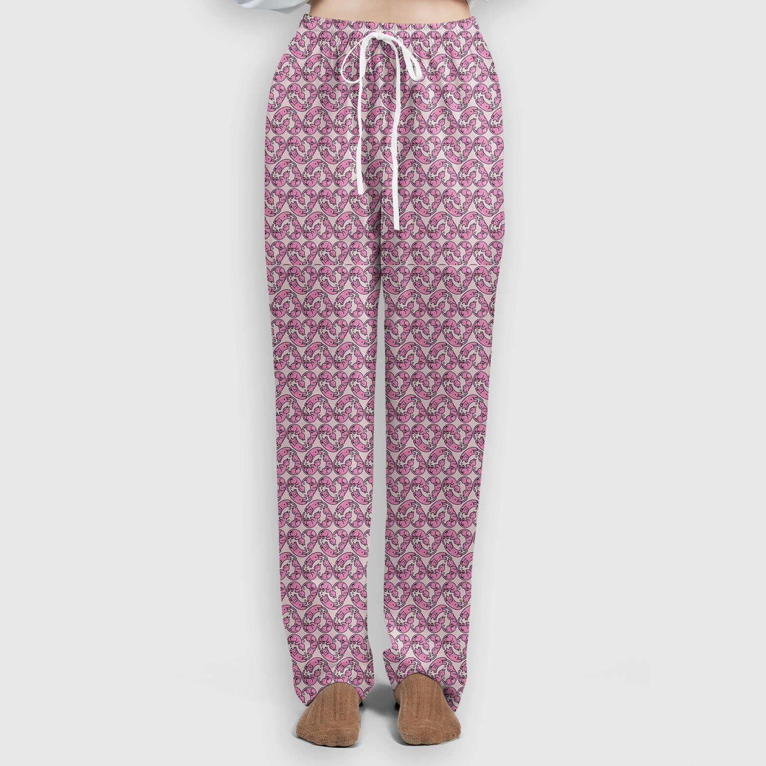 Cute Pink Cat Cartoon All Over Print Set, Women’s Scrub Sets