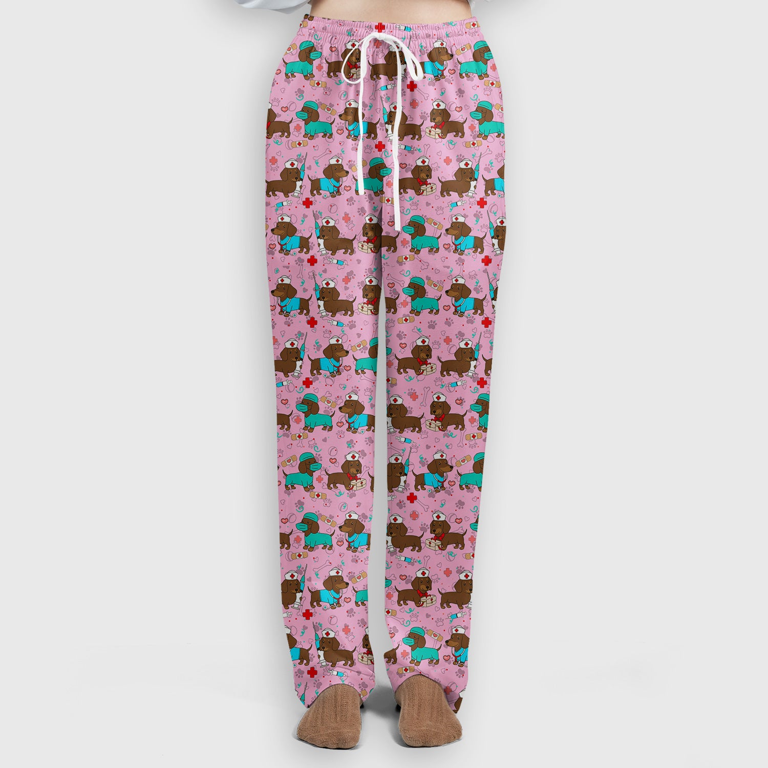 Cute Wiener Dog Dachshund Nurse Scrub Set, Funny Dachshund Dog Scrubs Shirt, Breathable Fabrics Nursing Uniform