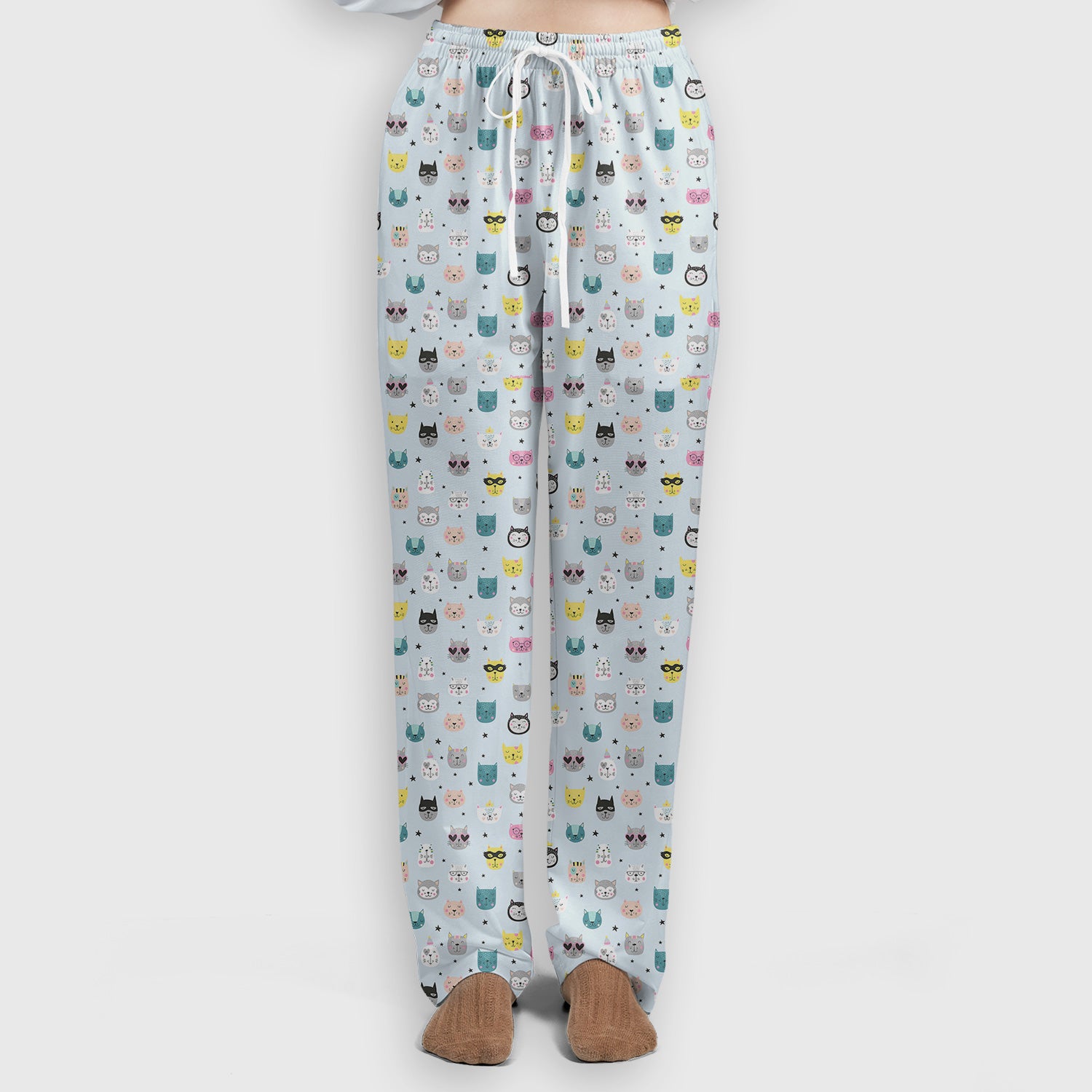 Cute Colorful Cat Pattern Women's Scrub Sets, Breathable Med Uniform