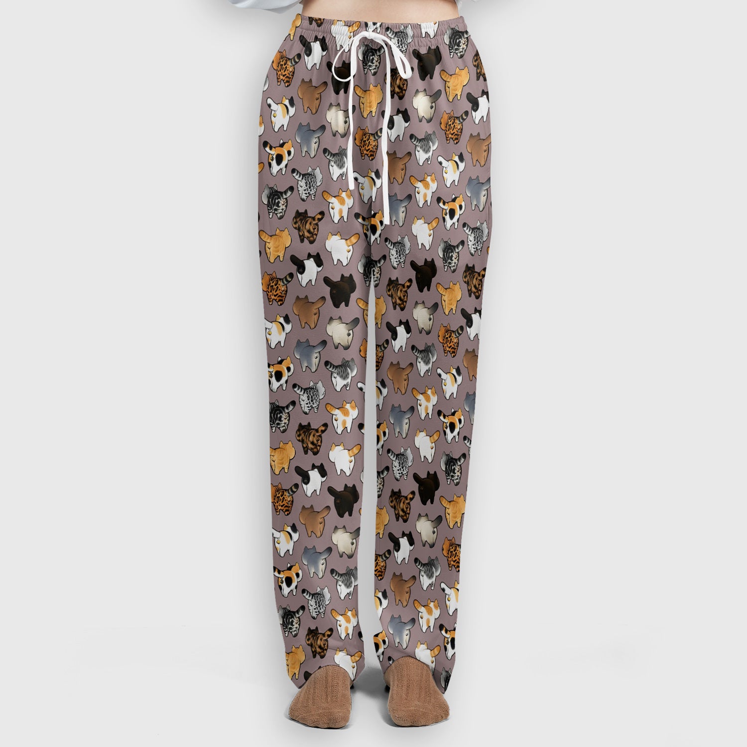 Cat Butt Pattern Medical Scrub Set, Breathable Fabrics Nursing Uniform