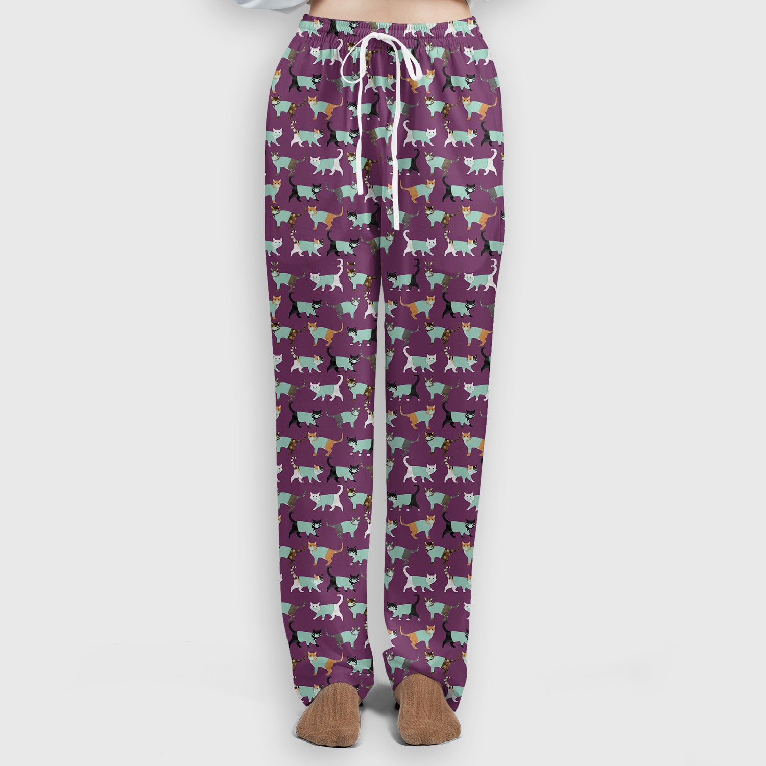 Playful Cat Nurse All Over Print Scrub Set, Scrub Pants and V Neck Top