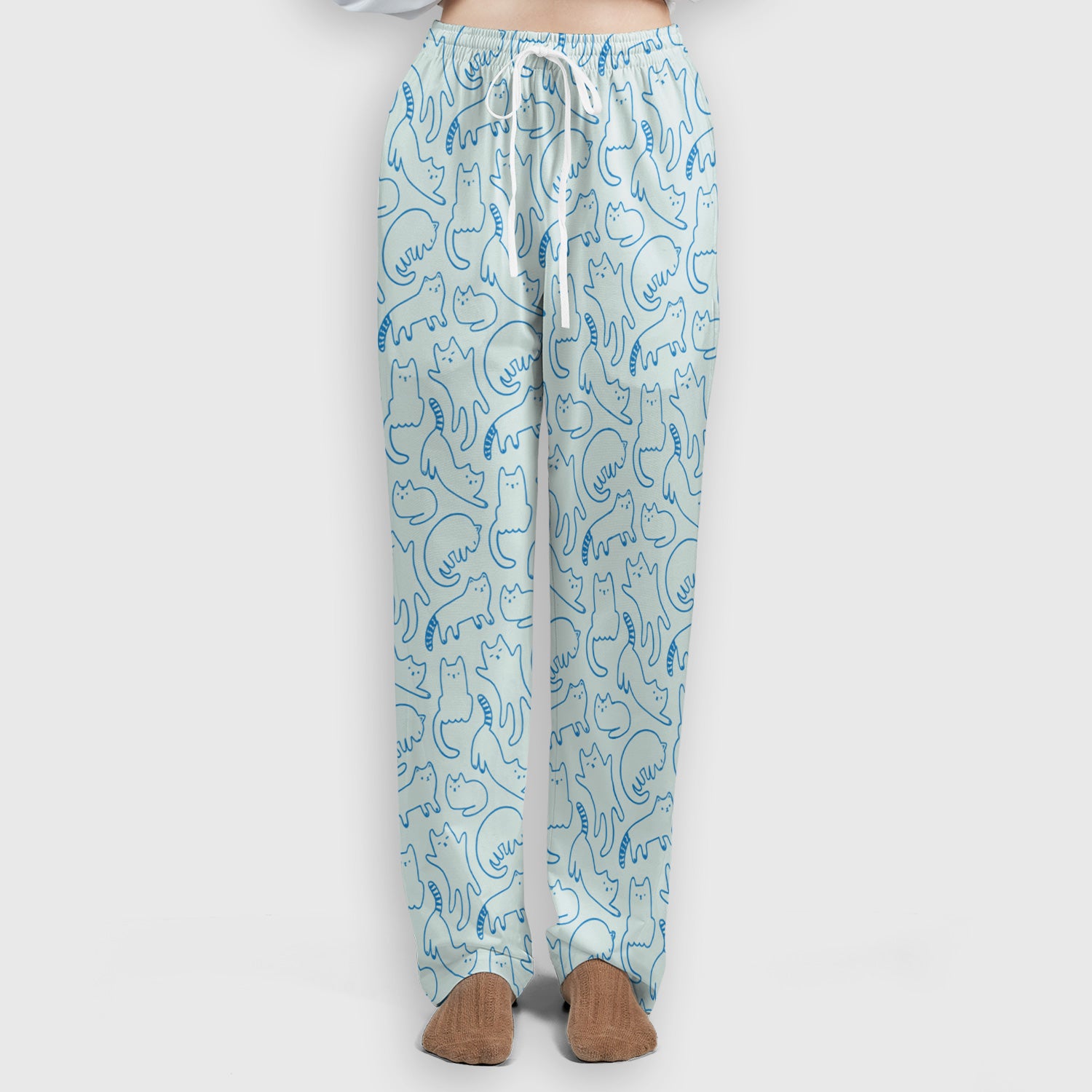 Artistic Cat Pattern Medical Scrub Set, Breathable Fabrics Nursing Uniform