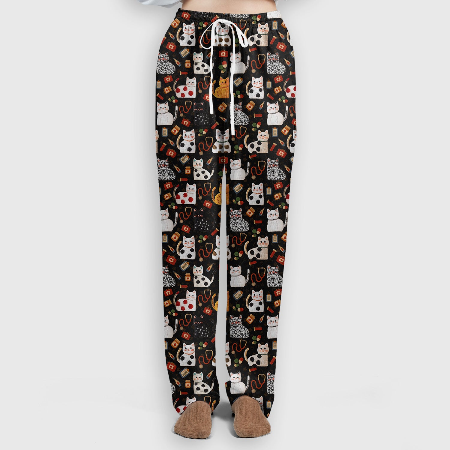 Cute Cat Scrub Set – Funny Veterinary Pattern Medical Shirt – Pet Lover Uniform For RN, LPN, CNA, and Vet Staff