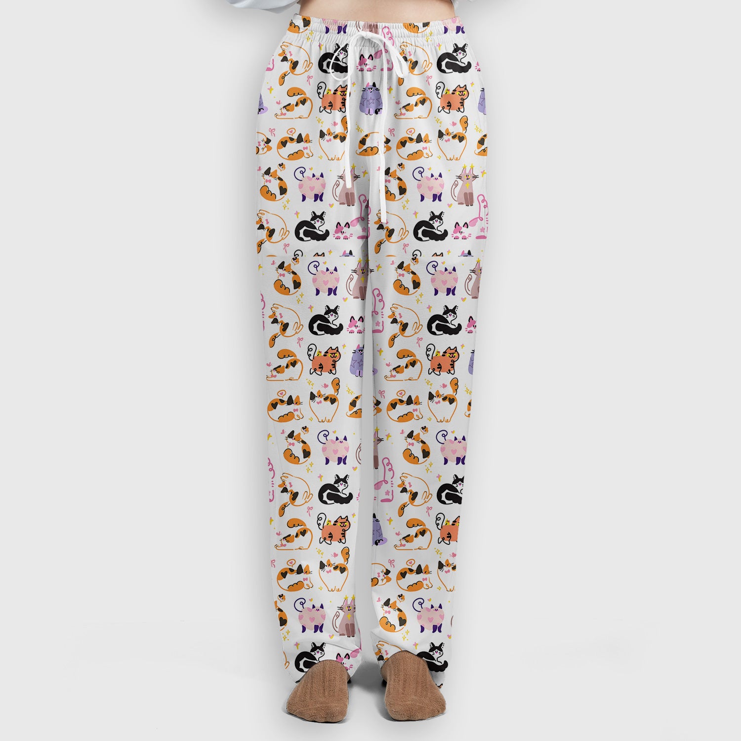 Funny Cat Pattern Scrub Set, Cute Cats Nursing Uniform For Women