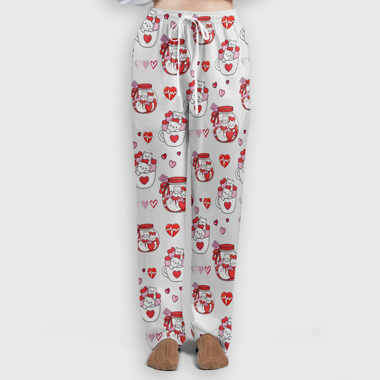 Cute Cat Valentine Nurse Scrub Set, Women's Scrub Sets Breathable Uniform