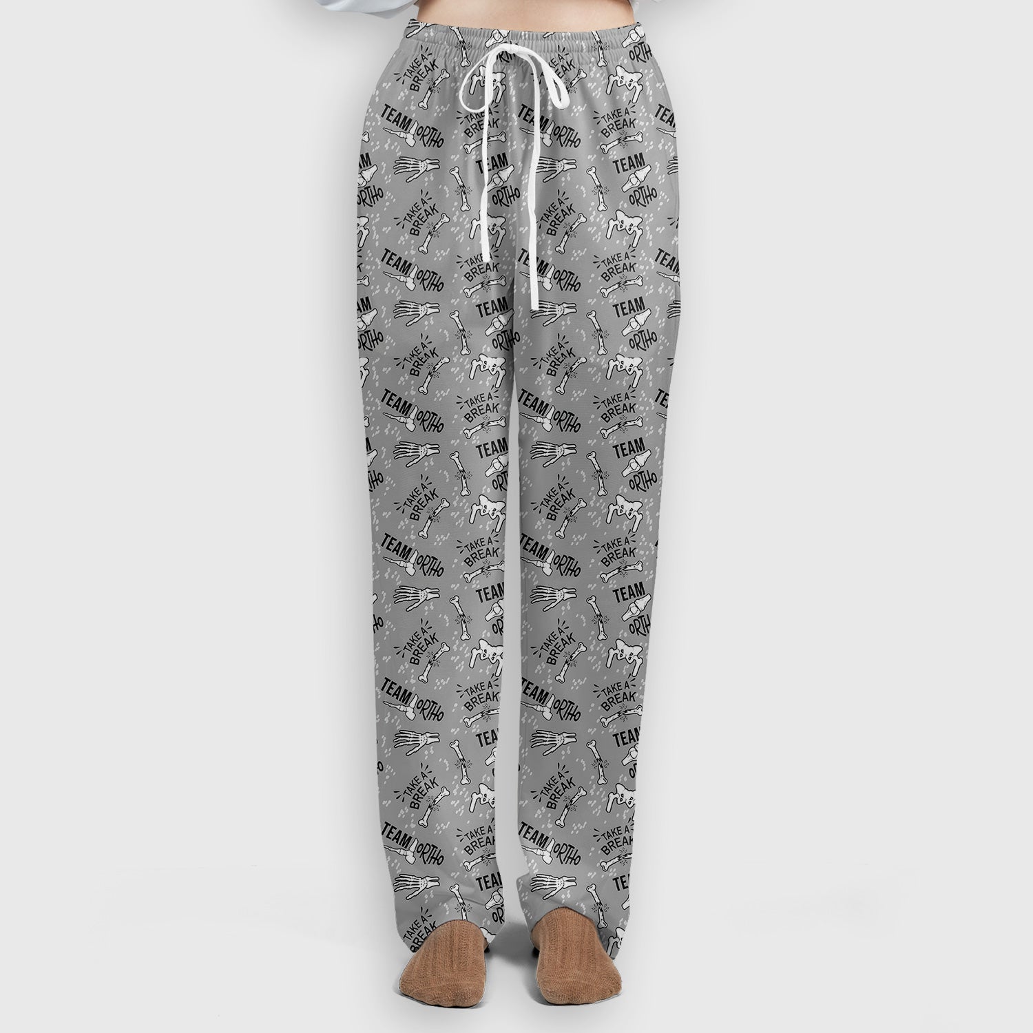 Team Ortho Bone Joint Print Scrub Set, Scrub Pants and V Neck Top