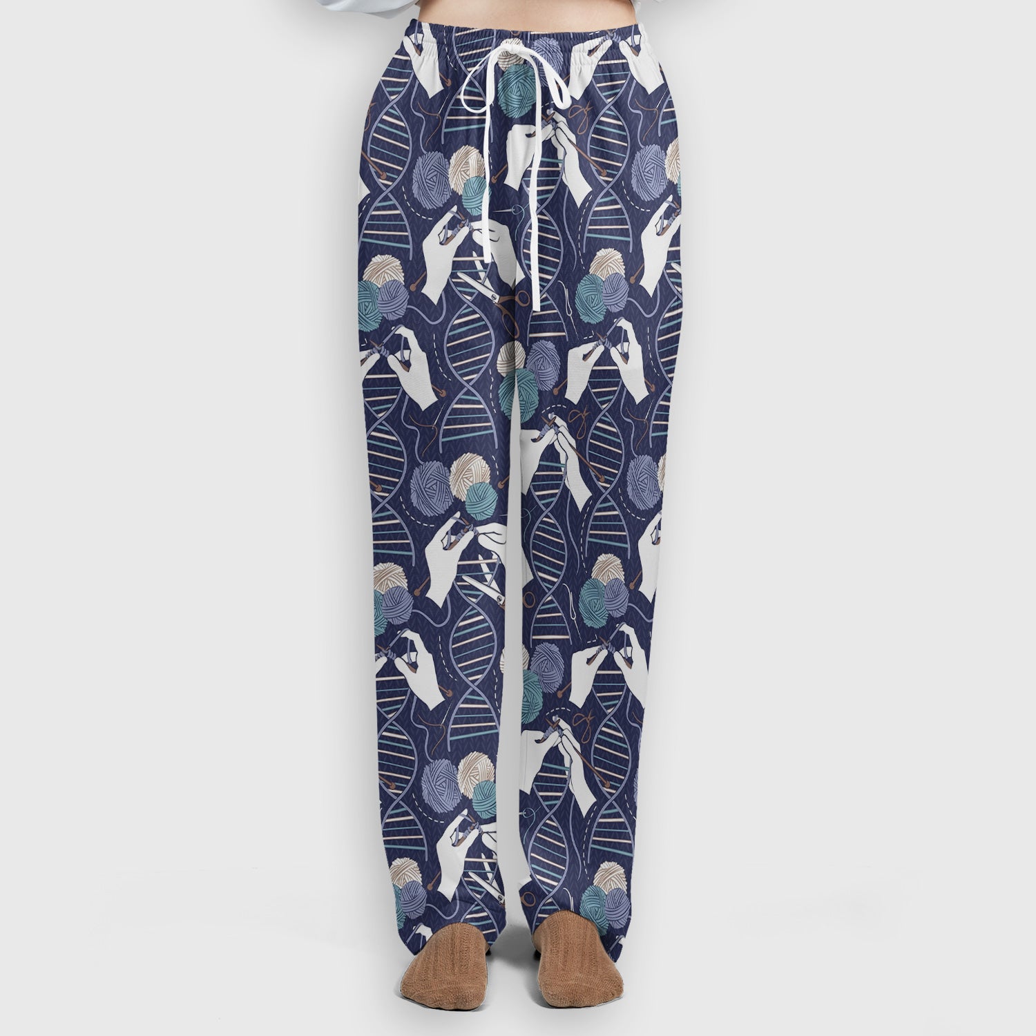 DNA Helix Yarn Pattern Scrub Set, Scrub Pants and V Neck Top