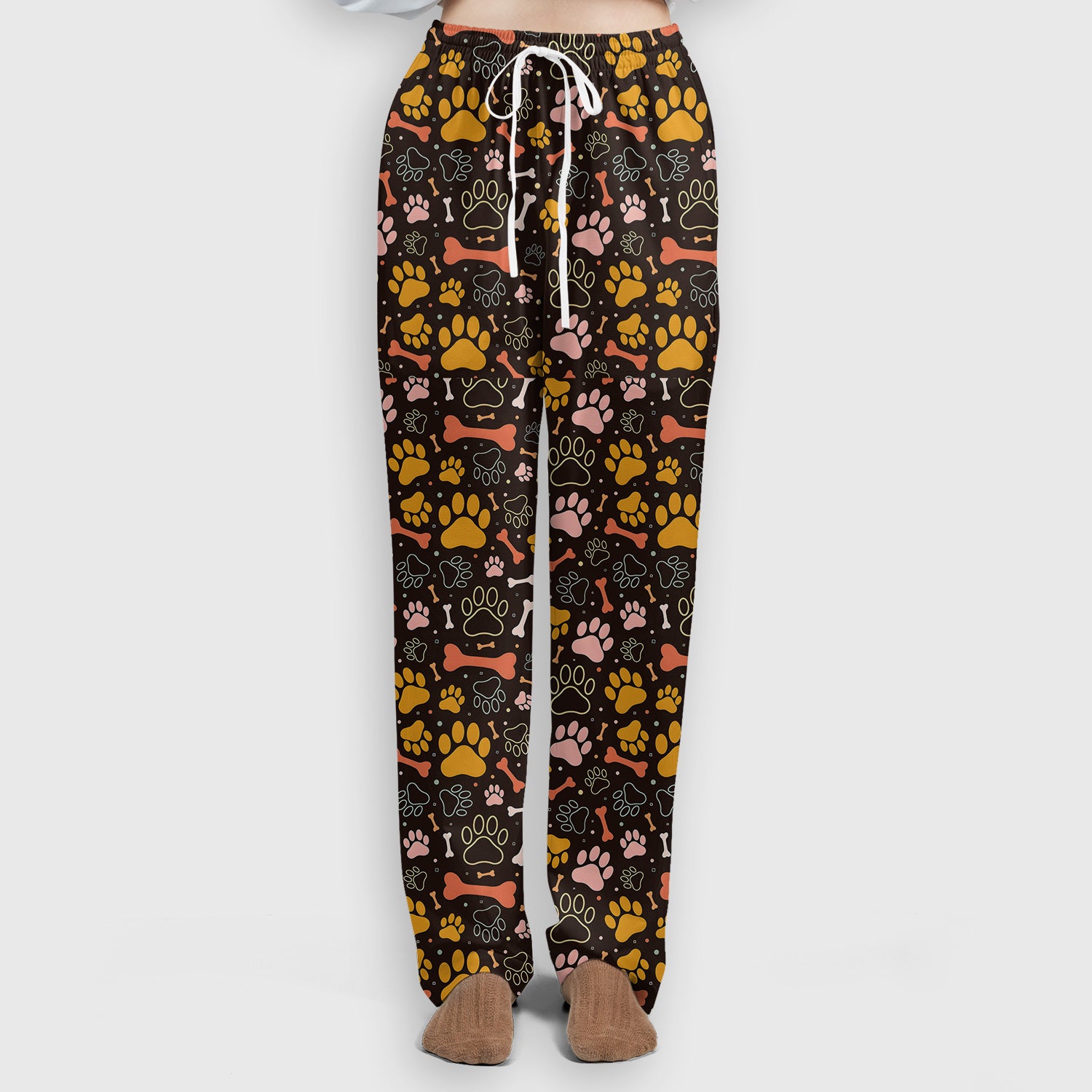 Cute Paw Print Dog Pattern Scrub Set, Breathable Med Uniform