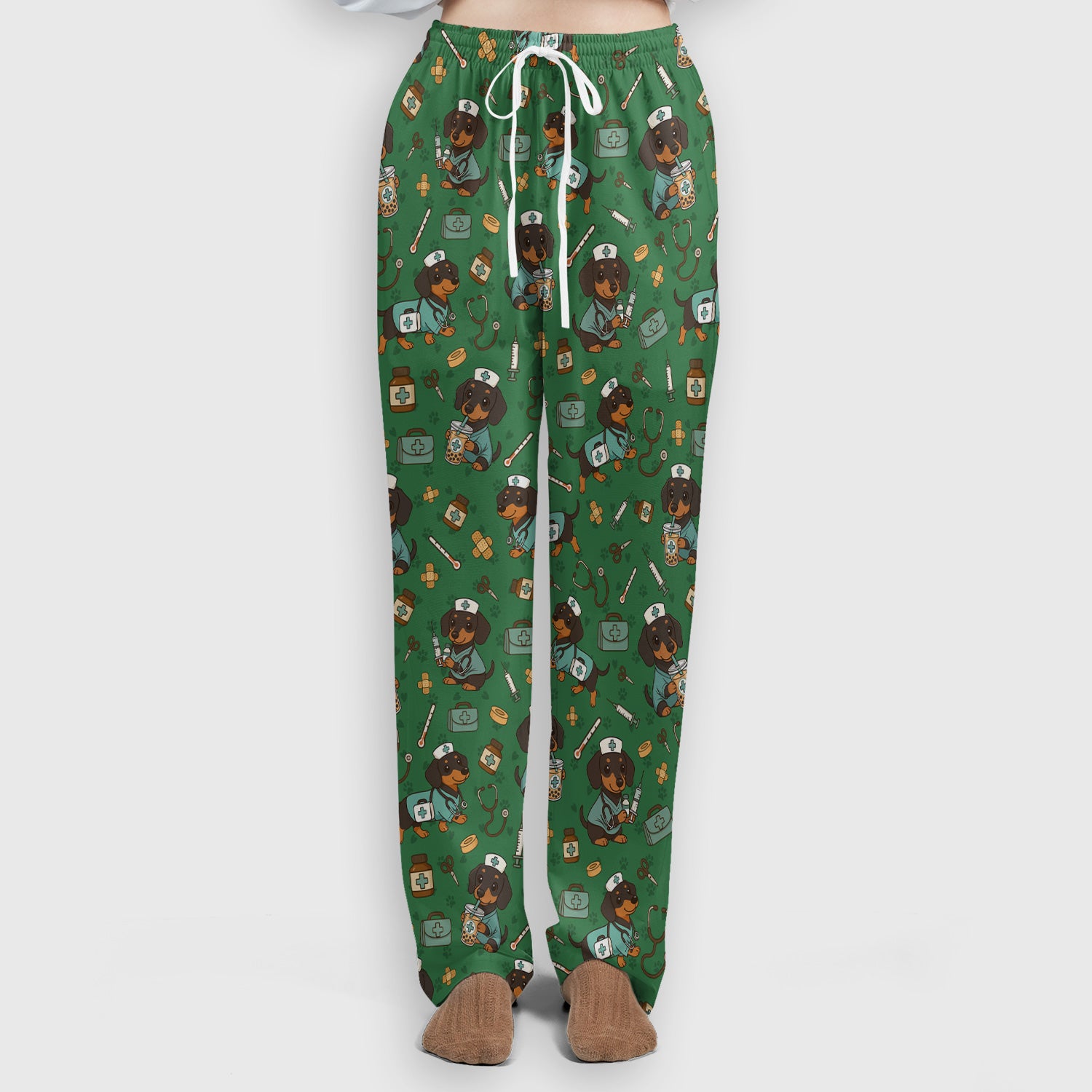 Funny Dachshund Nurse Scrubs Set - Cute Dog Print Medical Shirt - Holiday Nurse Scrub Top Gift for RN CNA Doctor, Women & Men