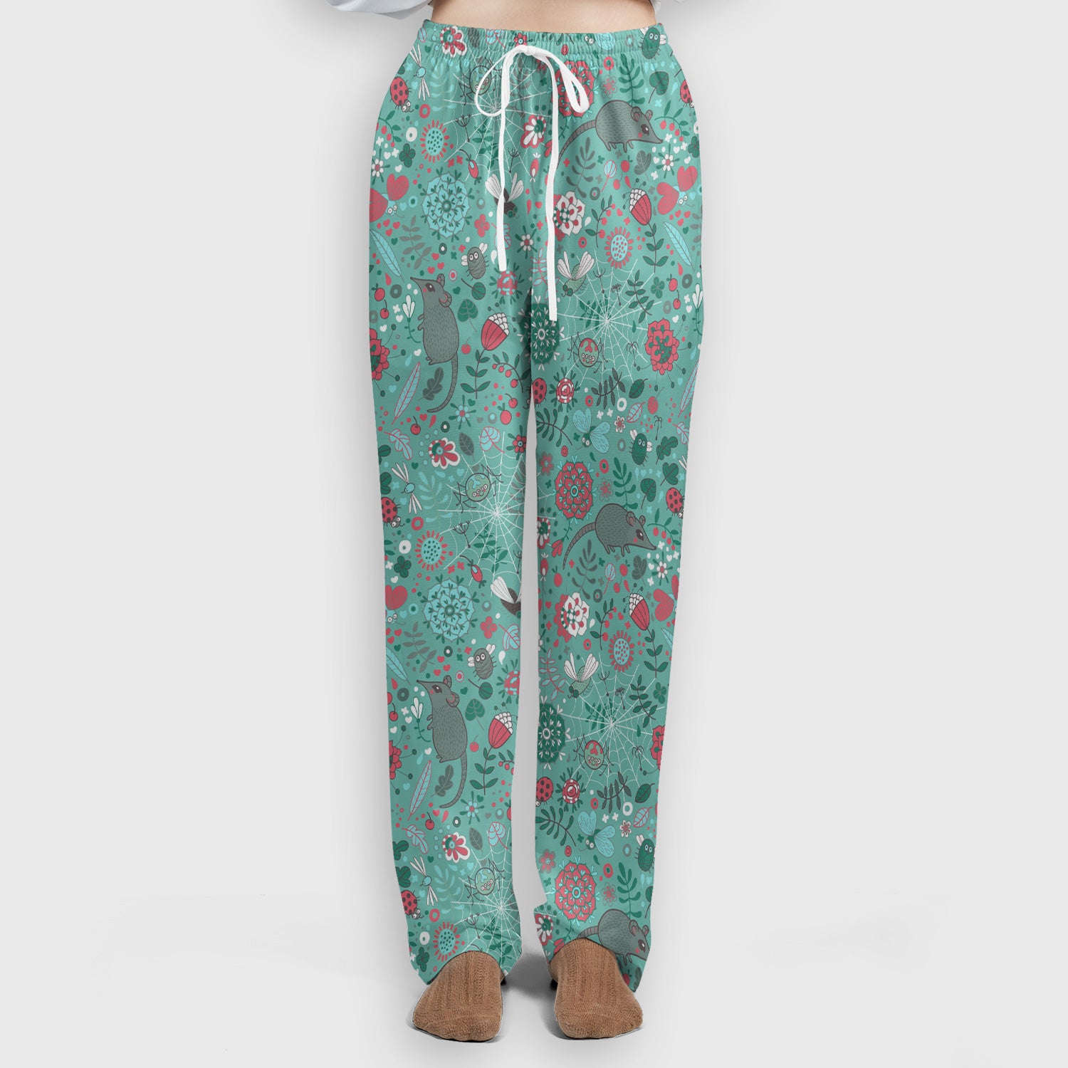 Woodland Mouse Floral Pattern Scrub Set, Breathable Med Uniform
