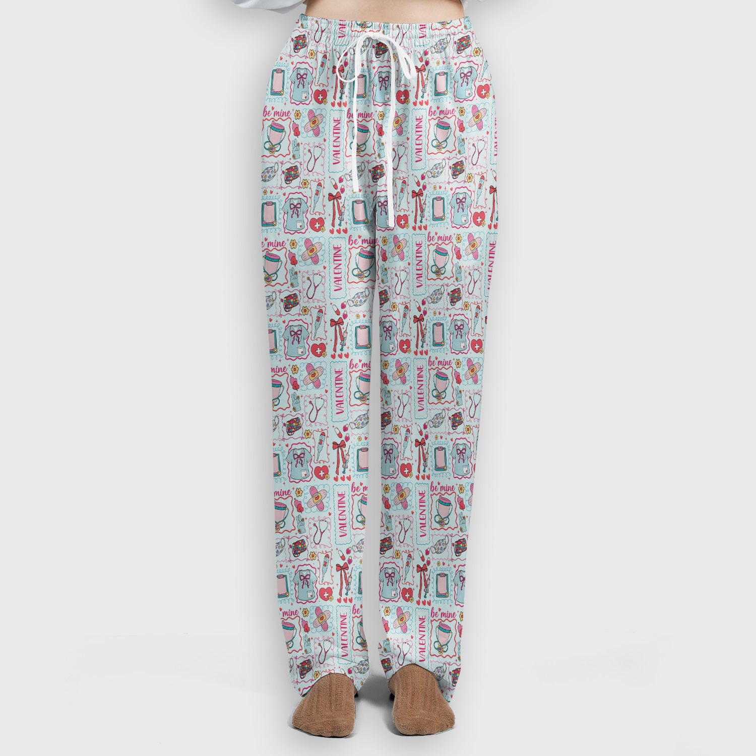 Valentine Medical Hearts Bandages Syringes Scrub Set, Breathable Med Uniform