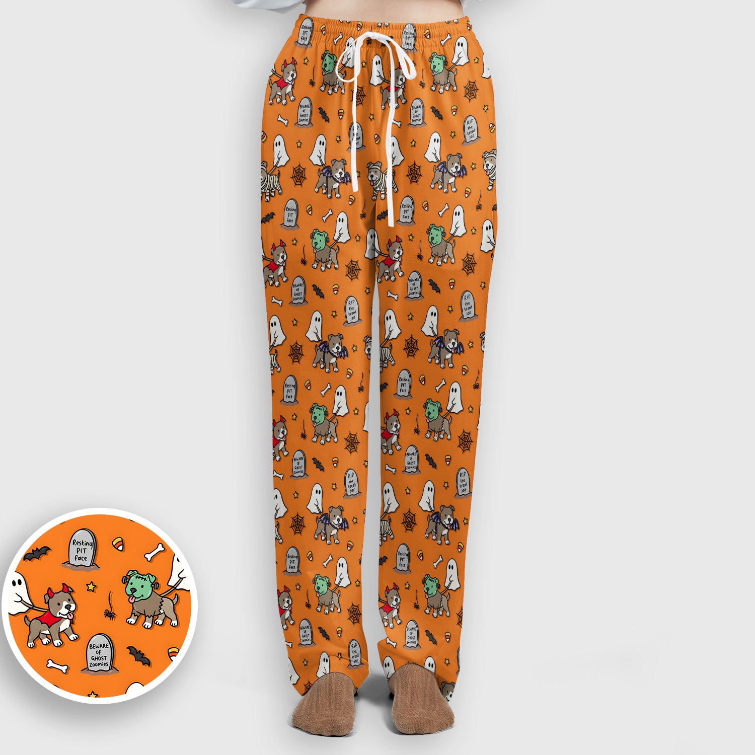 Cute Halloween Pit Bull Costumes Scrub Set, Scrub Pants and V Neck Top