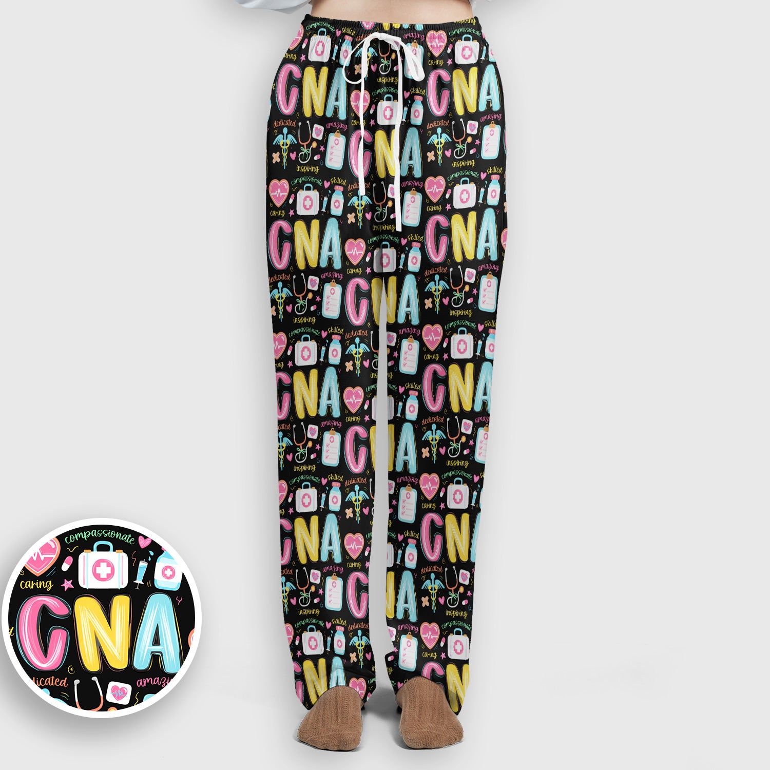 CNA Nurse Appreciation Pattern Scrub Set, Breathable Med Uniform