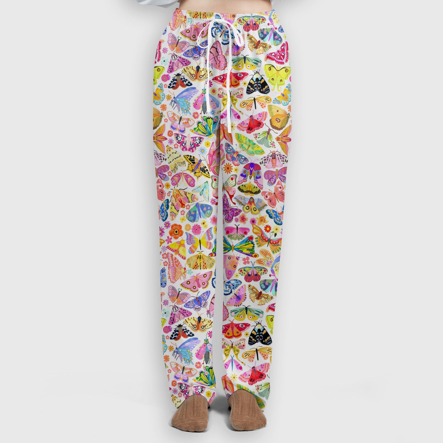 Cute Bright Butterfly Moth Floral Scrub Top, Breathable Fabrics Nursing Uniform