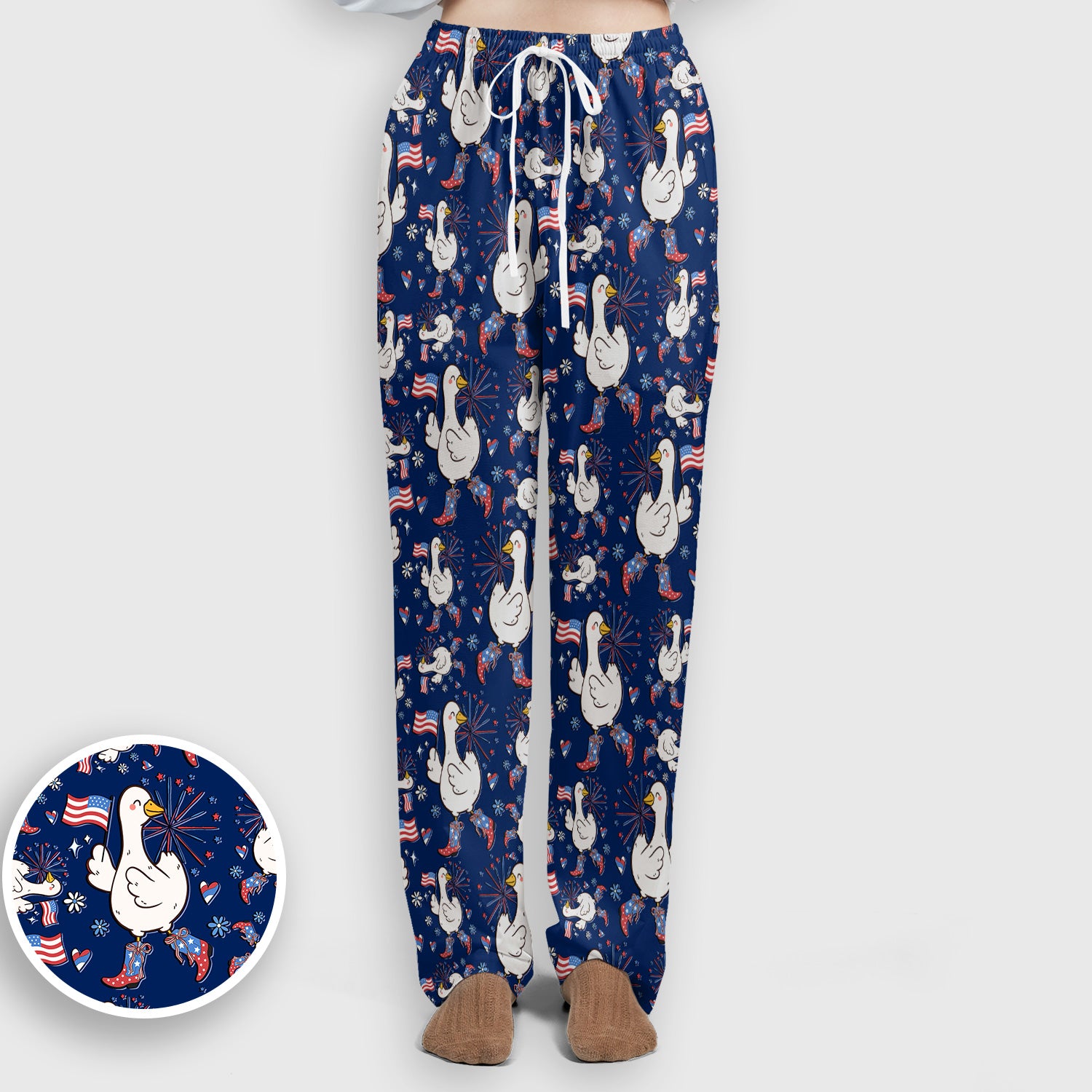 Patriotic Goose With USA Flag Fireworks Scrub Set, Breathable Fabrics Nursing Uniform