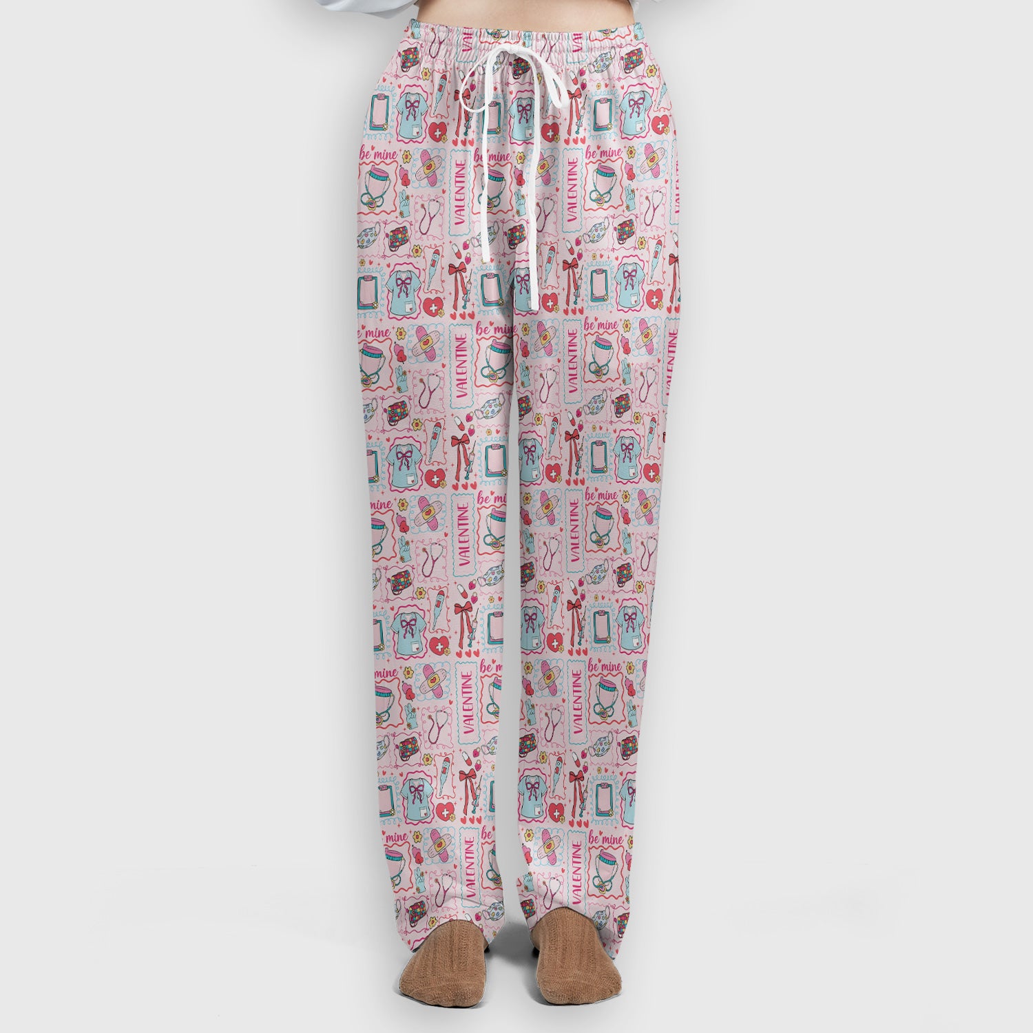 Valentine Medical Hearts Bandages Syringes Scrub Set, Breathable Med Uniform