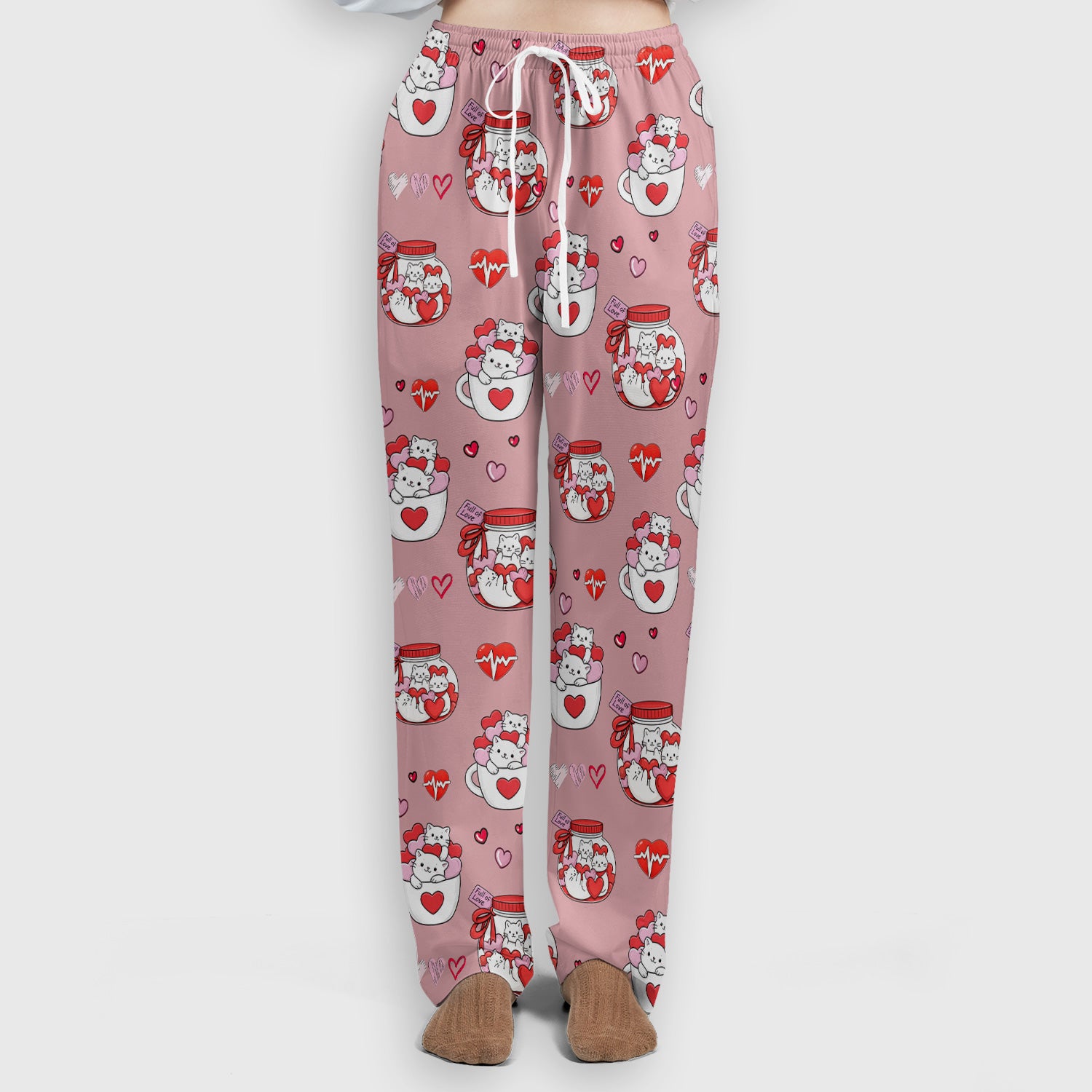 Cute Cat Valentine Nurse Scrub Set, Women's Scrub Sets Breathable Uniform