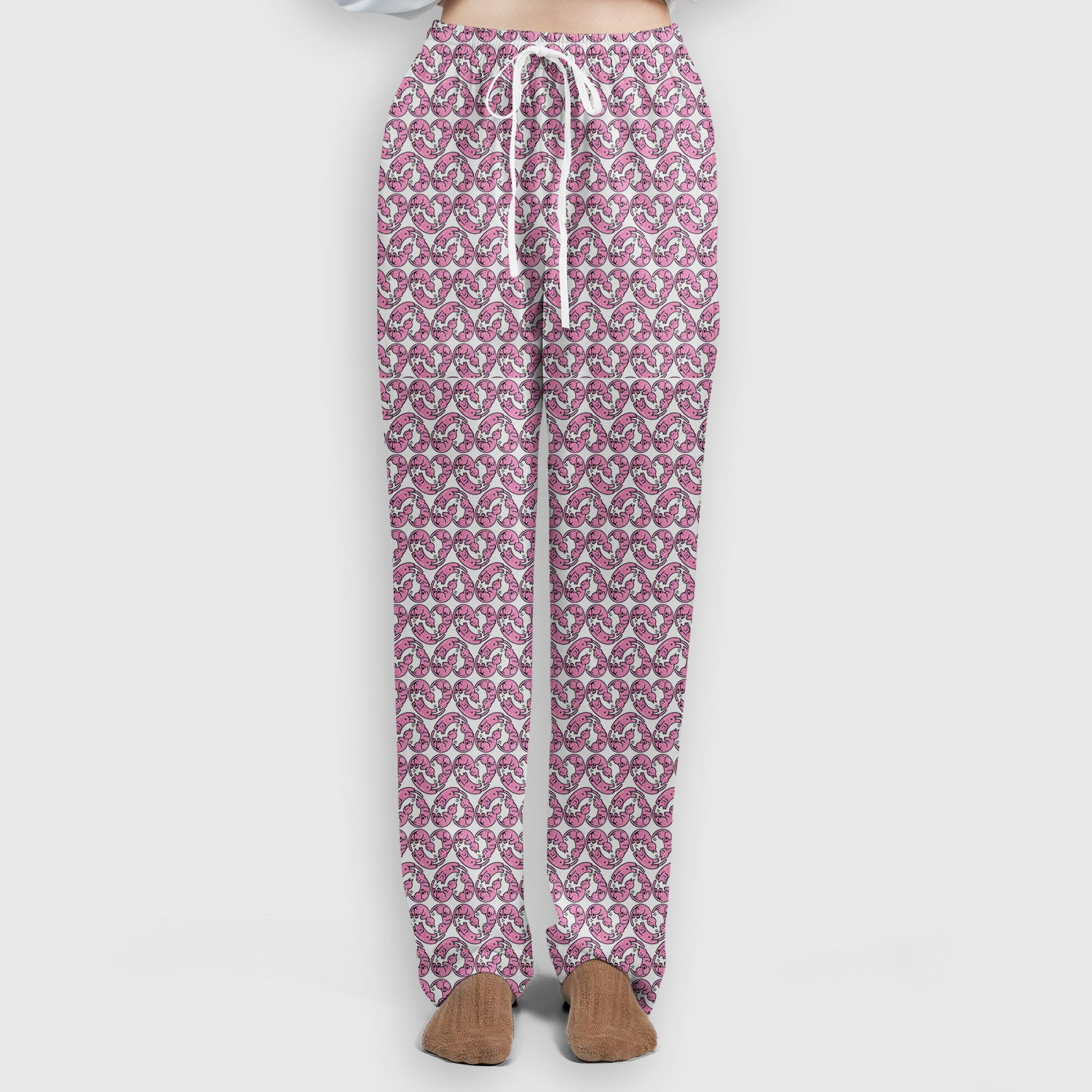 Cute Pink Cat Cartoon All Over Print Set, Women’s Scrub Sets