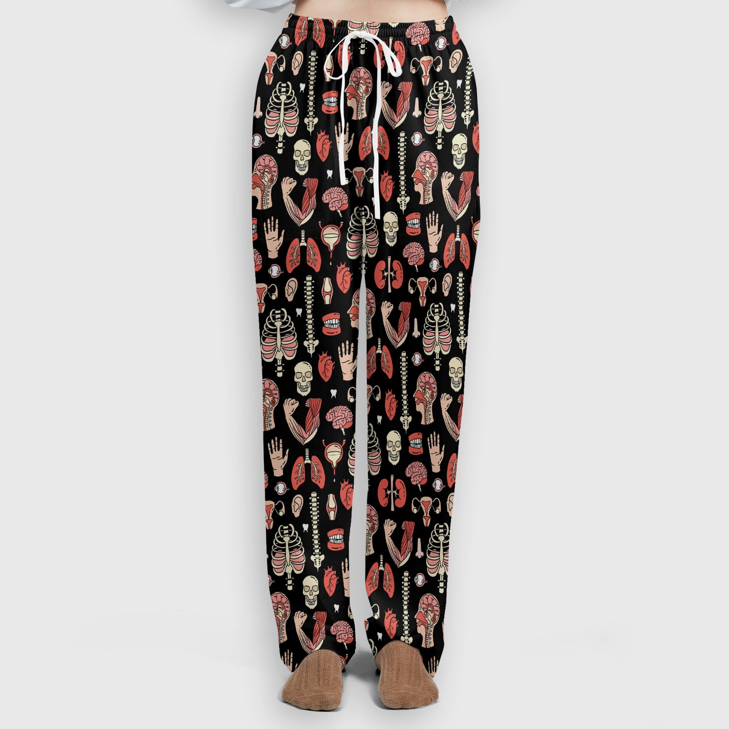 Human Anatomy Body Parts Pattern Scrubs Sets, Breathable Med Uniform