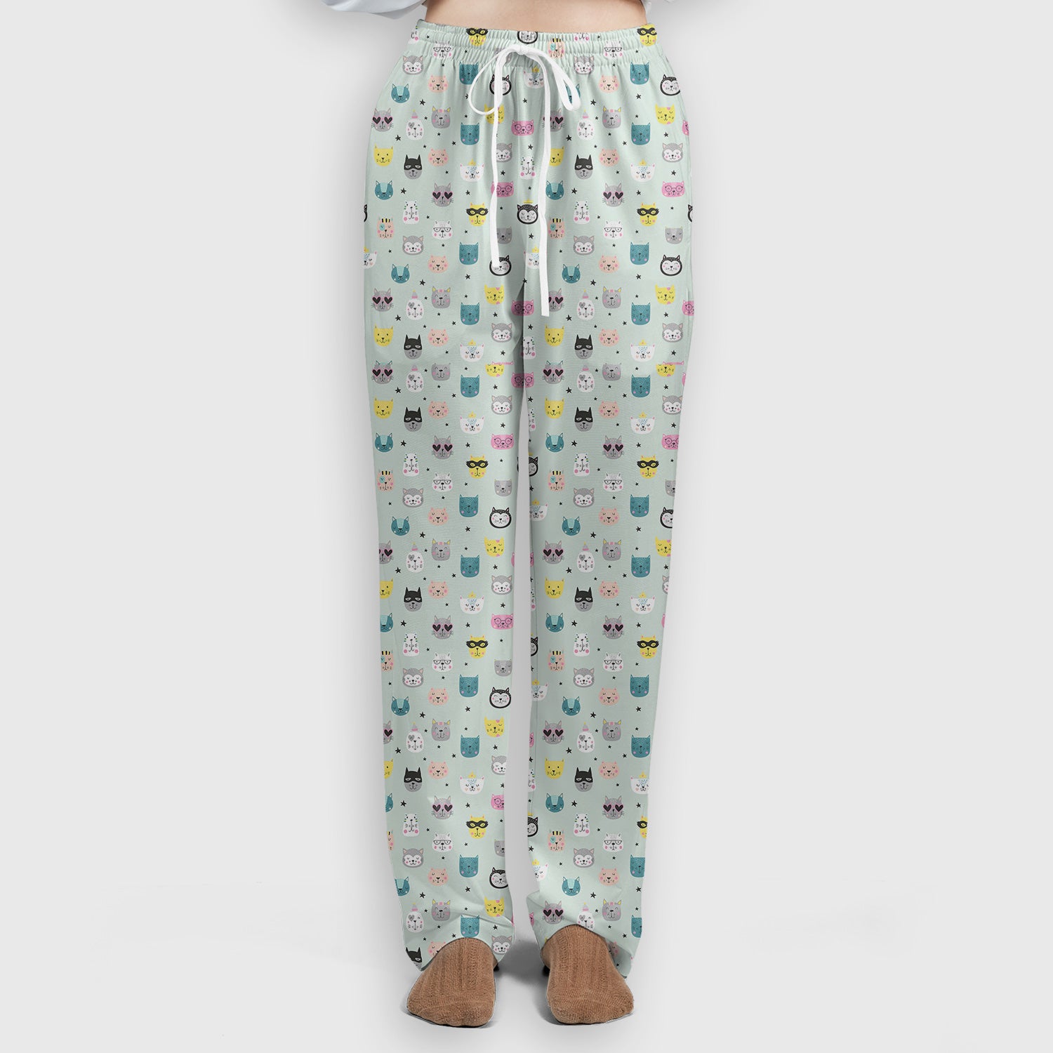 Cute Colorful Cat Pattern Women's Scrub Sets, Breathable Med Uniform