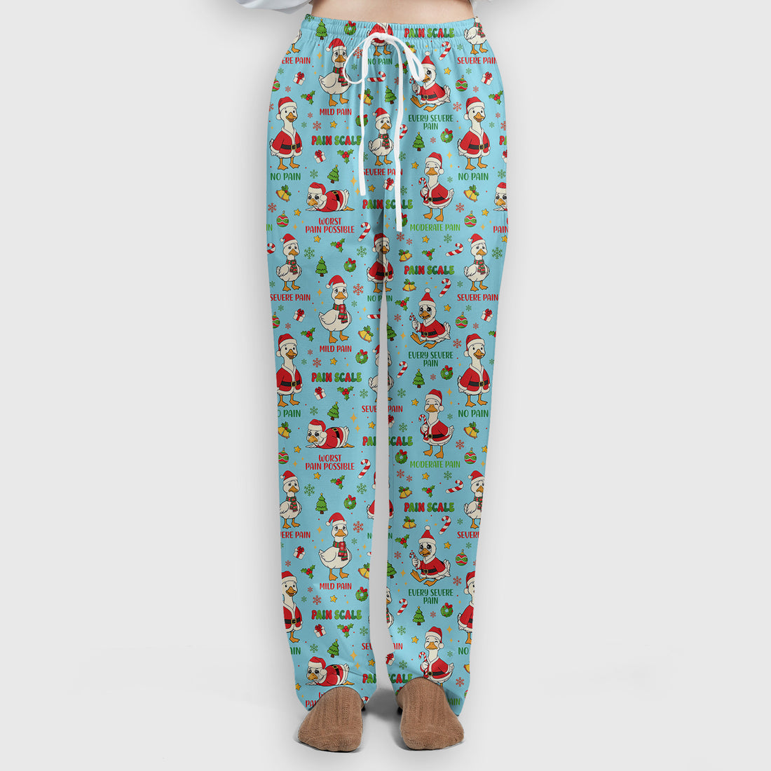 Christmas Nurse Scrub Set - Funny Goose Pain Scale Pants and V Neck Top - Cute Holiday Medical Uniform for RN LPN CNA