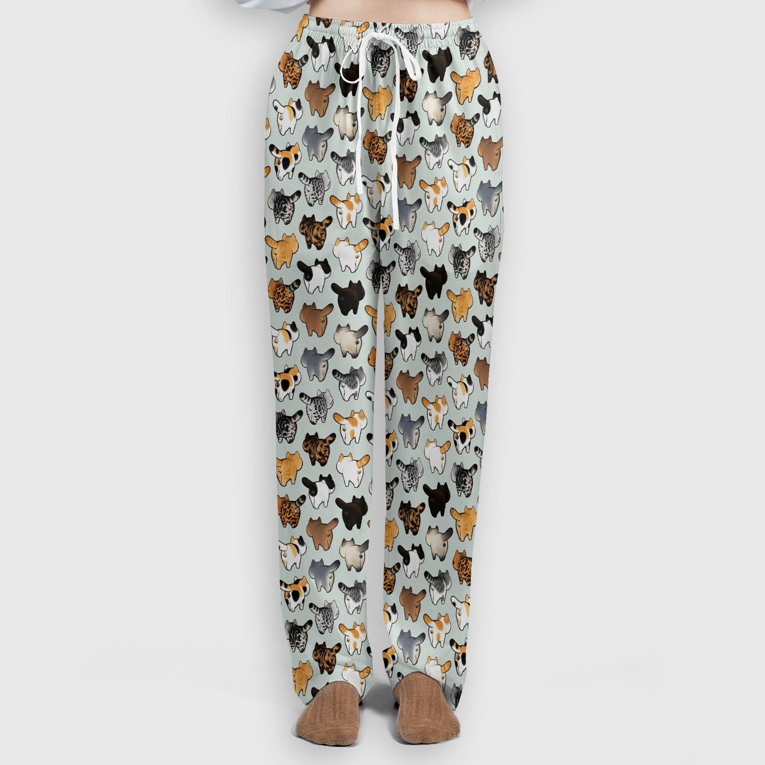 Cat Butt Pattern Medical Scrub Set, Breathable Fabrics Nursing Uniform