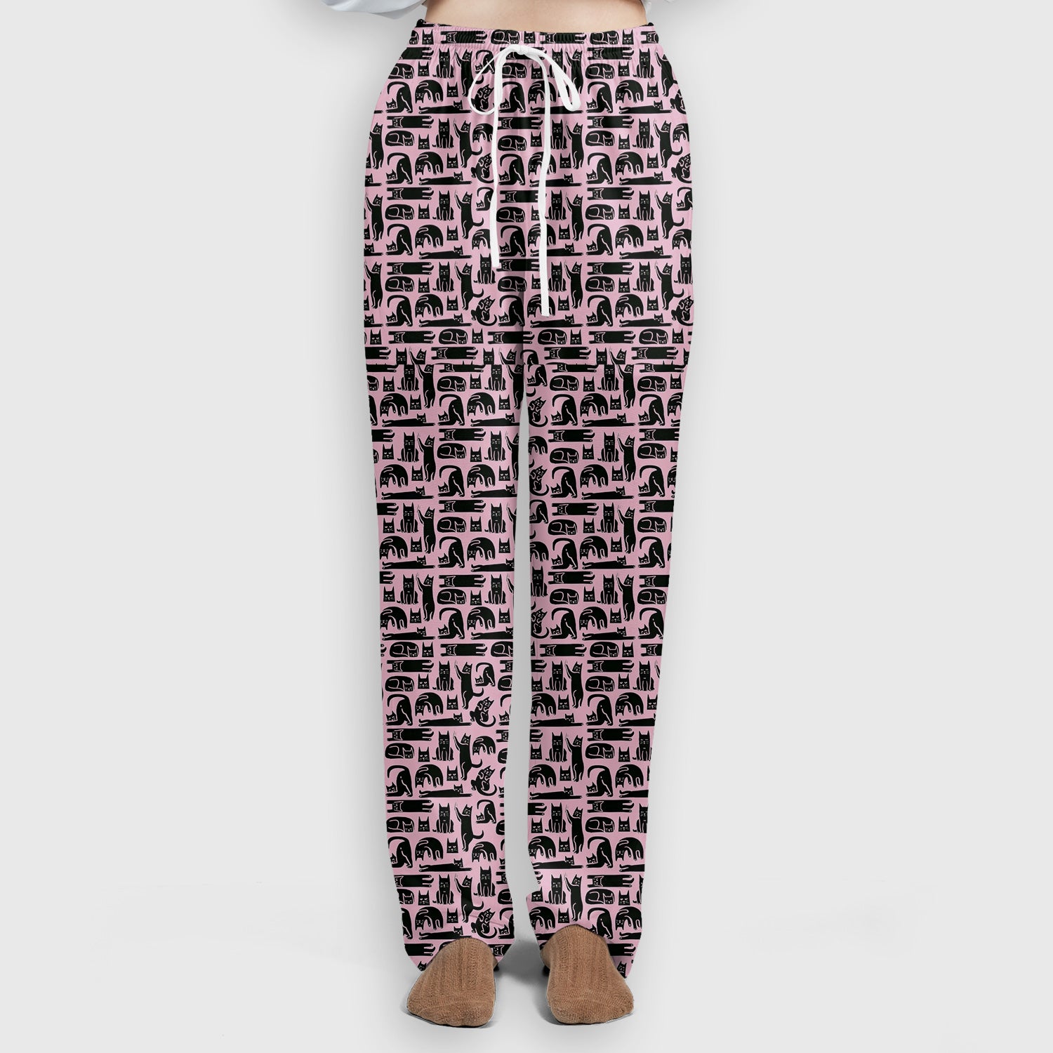 Cute Funny Cat Poses Print Scrub Sets, Scrub Pants and V Neck Top