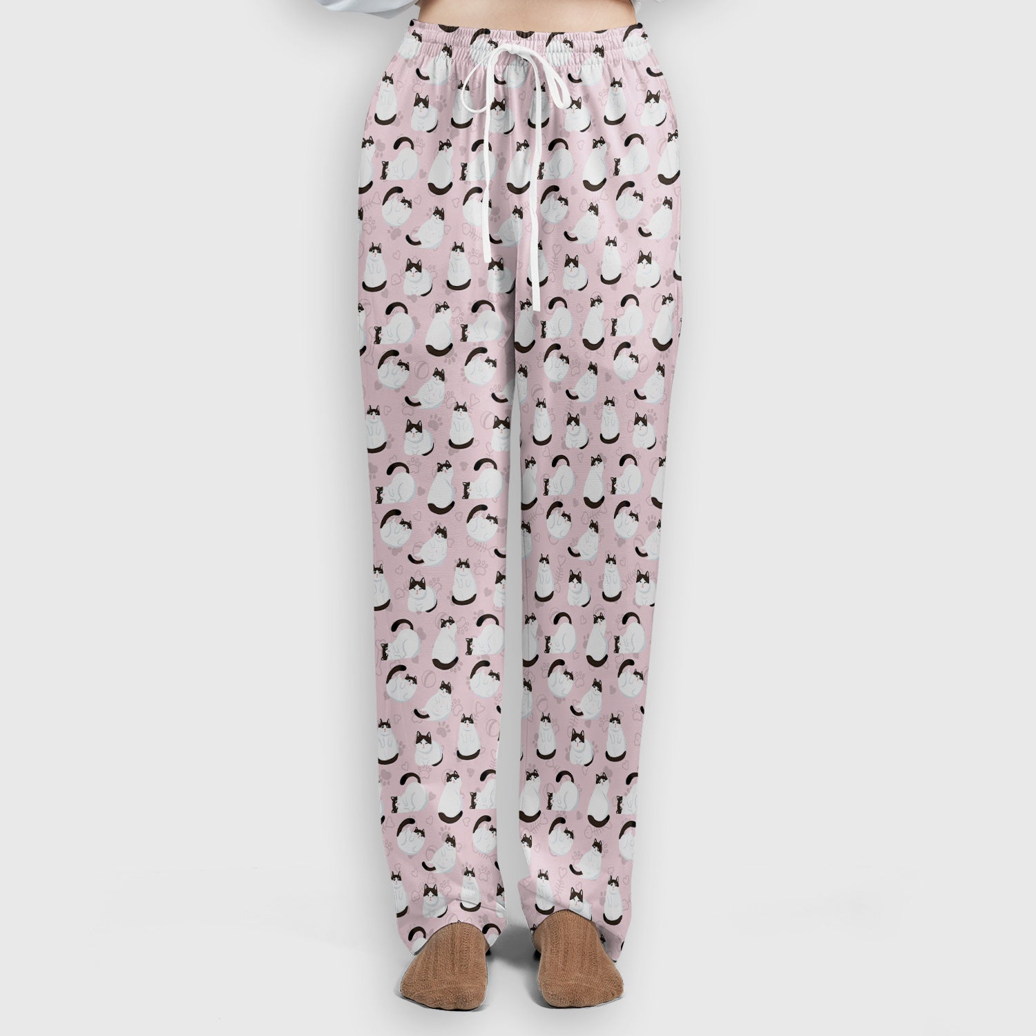 Cute Cat Pattern Medical Scrub Set, Breathable Fabrics Nursing Uniform