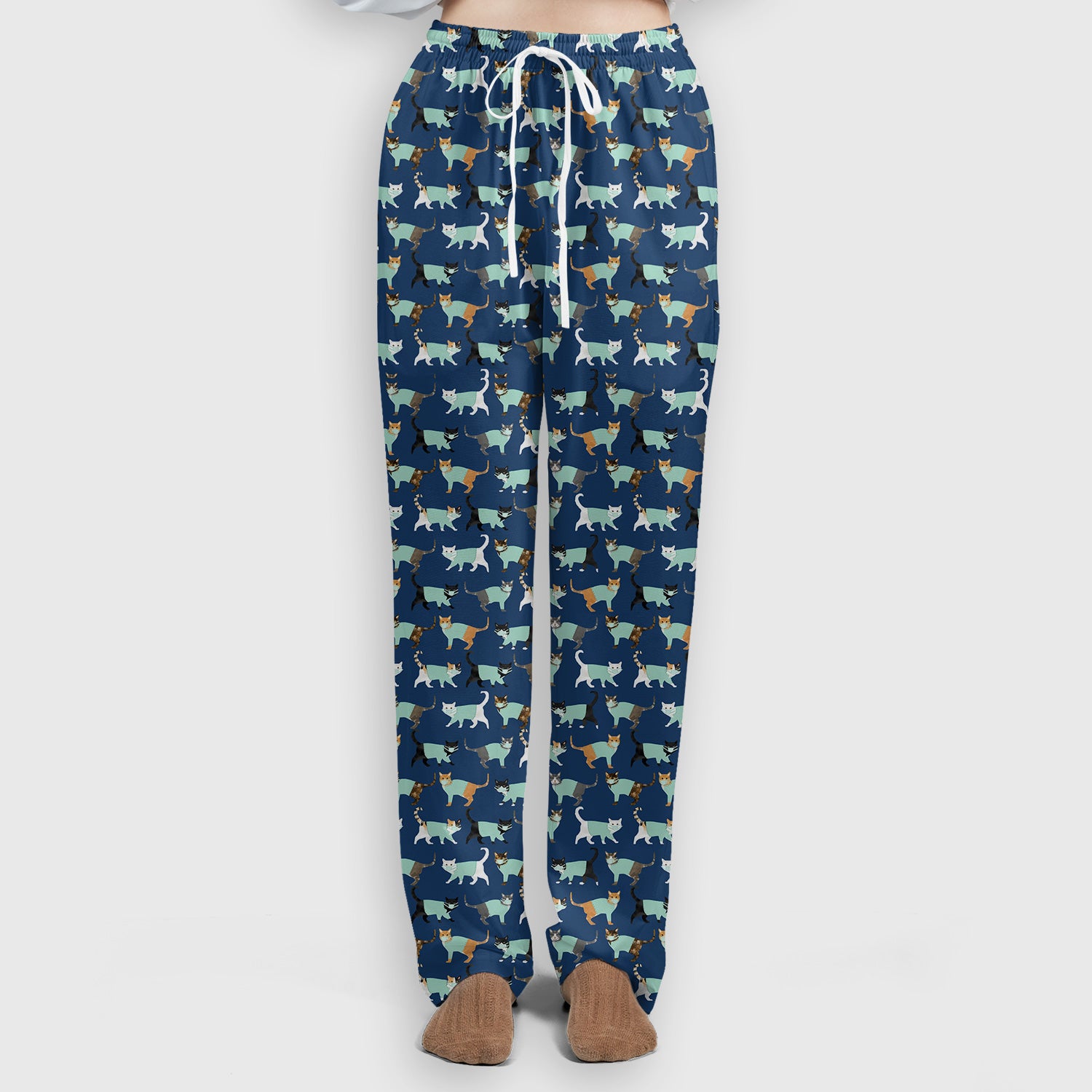 Playful Cat Nurse All Over Print Scrub Set, Scrub Pants and V Neck Top
