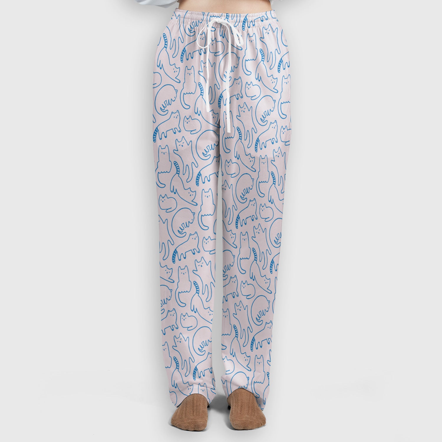 Artistic Cat Pattern Medical Scrub Set, Breathable Fabrics Nursing Uniform
