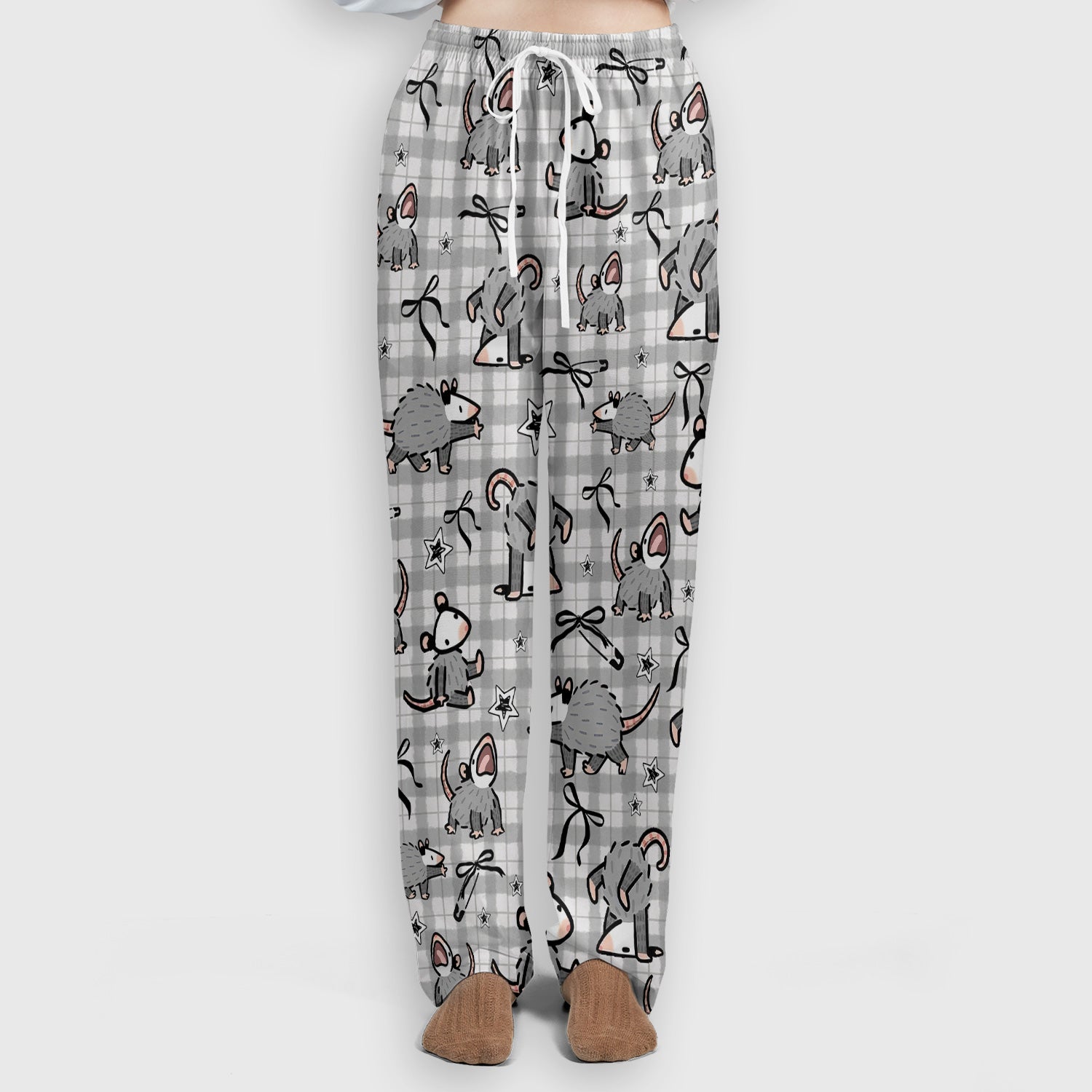 Funny Mouse Cartoon Pattern Scrub Set, Scrub Pants and V Neck Top